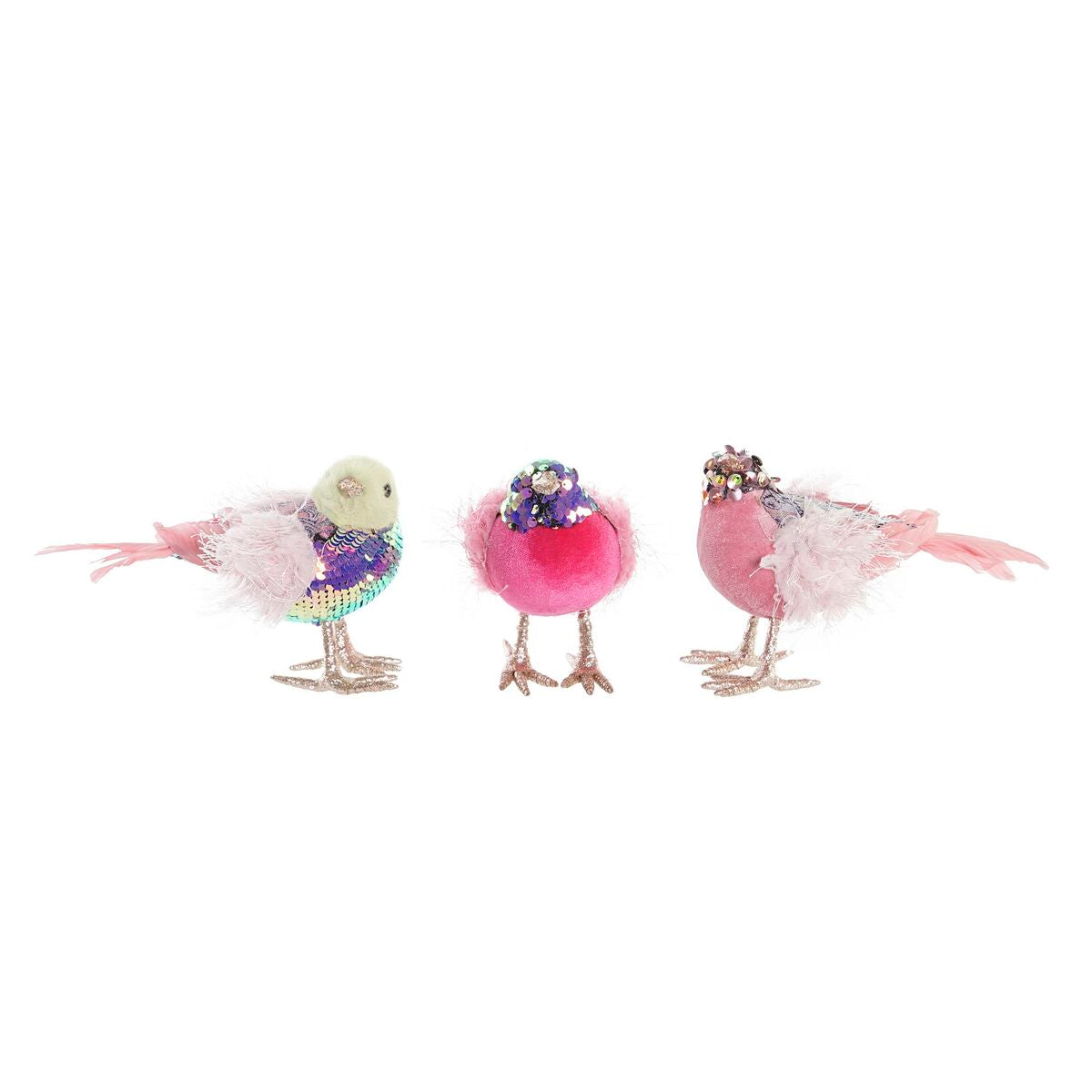 Adorno Natalício DKD Home Decor Poliéster Vogel (18 x 8 x 13 cm) (3) (3 Unidades)