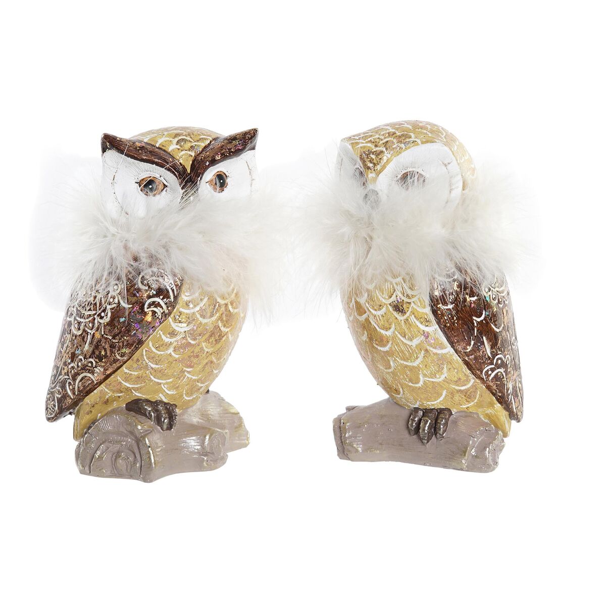 Adorno Natalício DKD Home Decor Coruja Resina (7,5 x 7,5 x 14 cm) (2 Unidades)