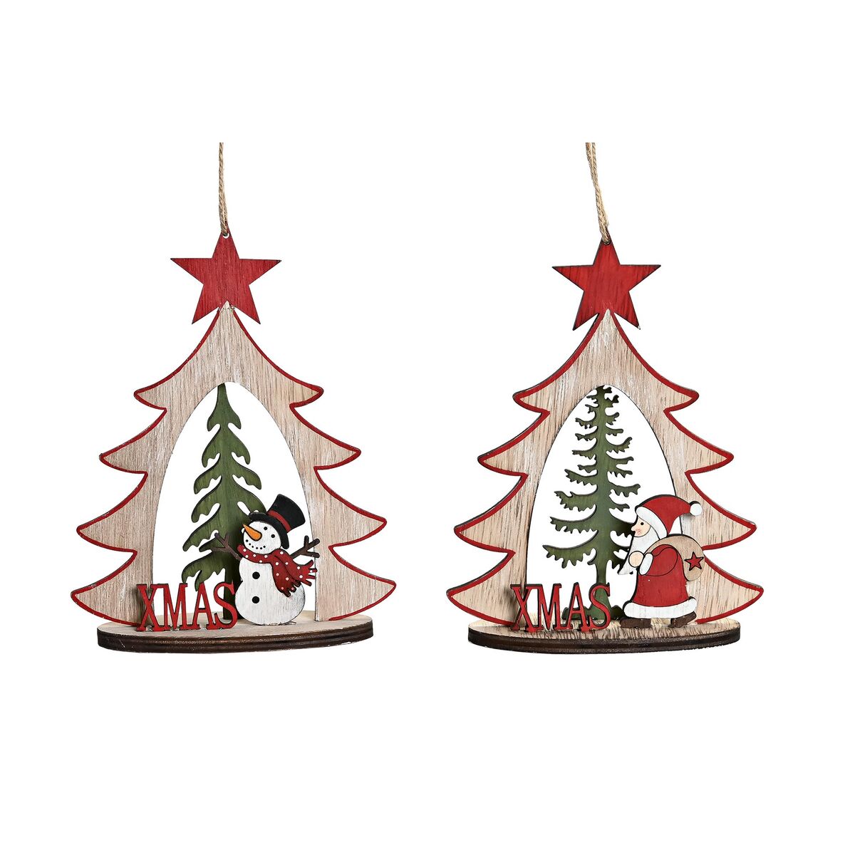 Adorno Natalício DKD Home Decor Madeira (2 Unidades) (14 x 6 x 18 cm)