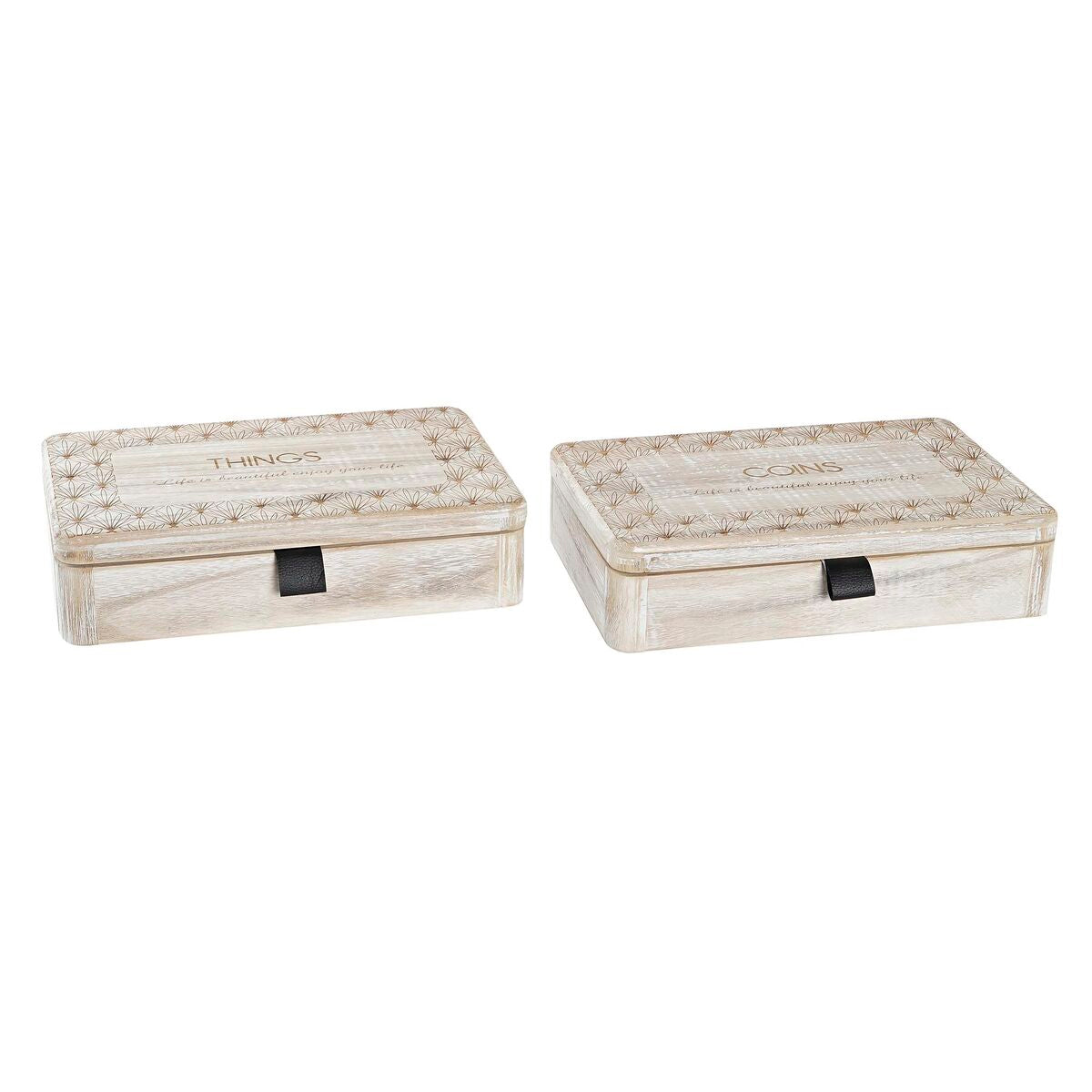 Caixa Decorativa DKD Home Decor Natural Madeira MDF (2 Unidades)
