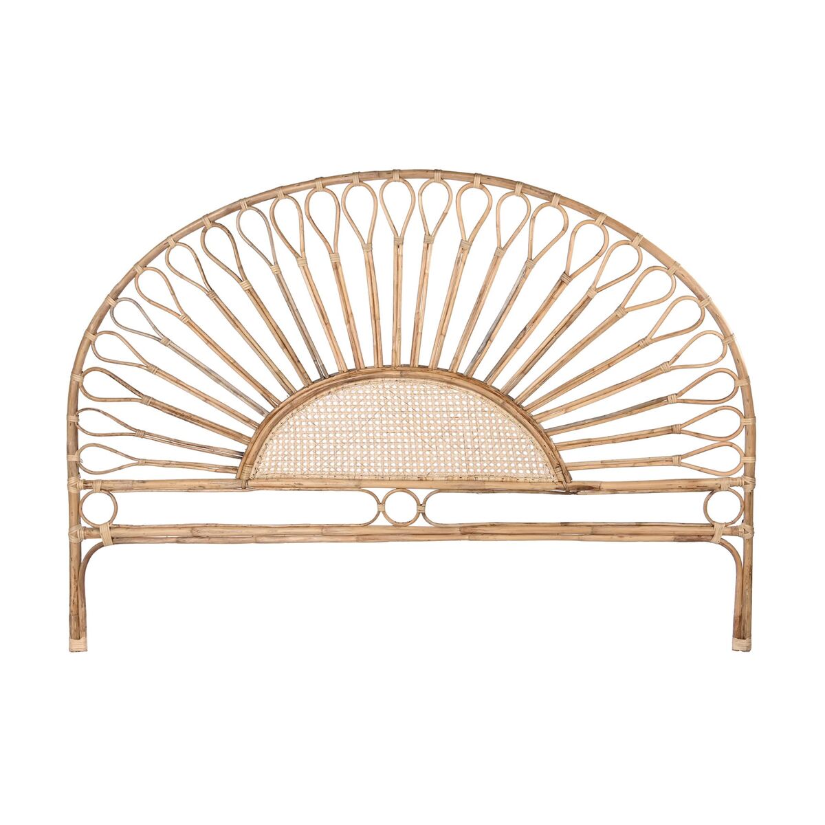 Cabeceira de Cama DKD Home Decor Natural Girassol Madeira Rotim 178 x 4 x 90 cm 178 x 4 x 127 cm