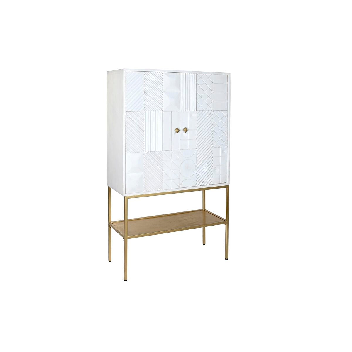 Aparador DKD Home Decor Branco Dourado Metal Madeira de mangueira 91 x 44 x 152 cm