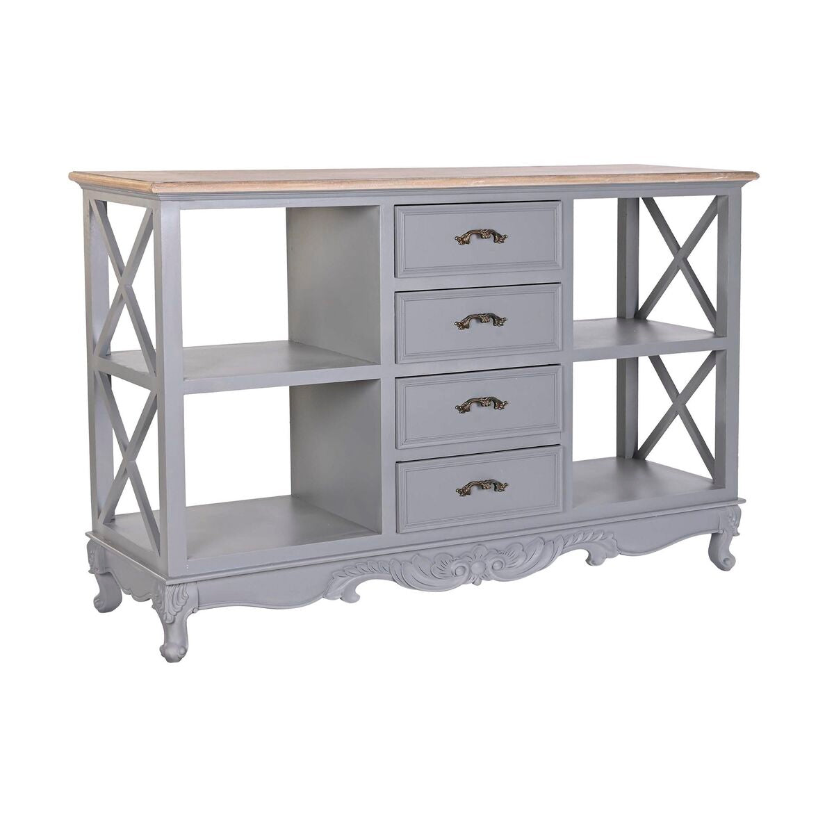 Aparador DKD Home Decor Cinzento Natural Madeira de paulónia Madeira MDF 132 x 40 x 84.5 cm 132 x 40 x 84,5 cm