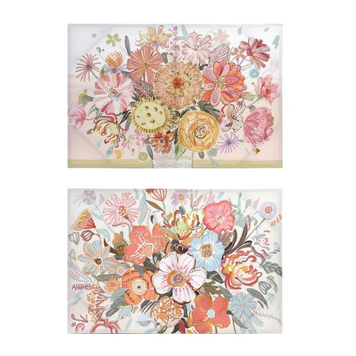 Tela DKD Home Decor Bloemen (2 Unidades) (90 x 3 x 60 cm)