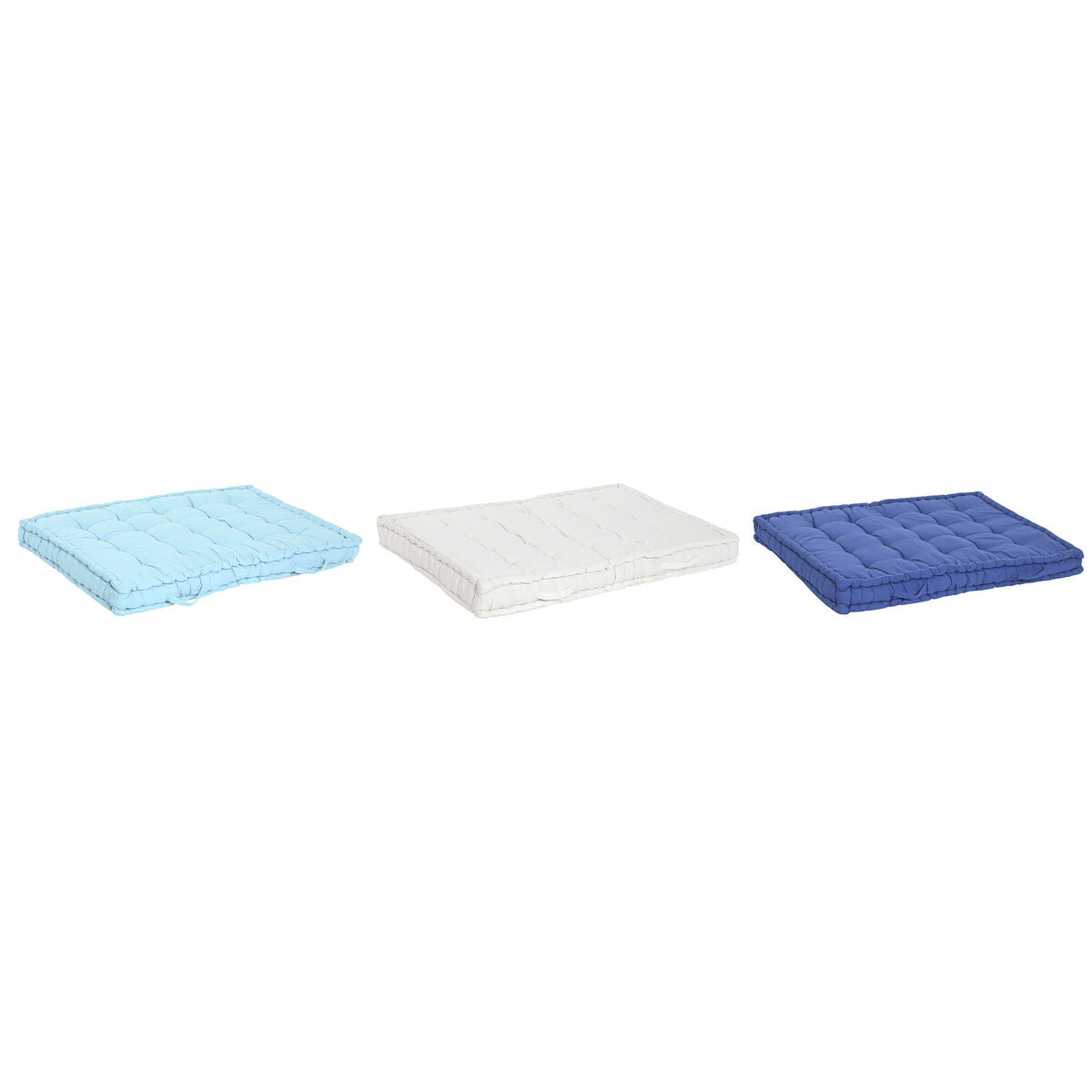 Almofada de chão DKD Home Decor Azul Azul Marinho Greige 110 x 78 x 12 cm (3 Unidades)