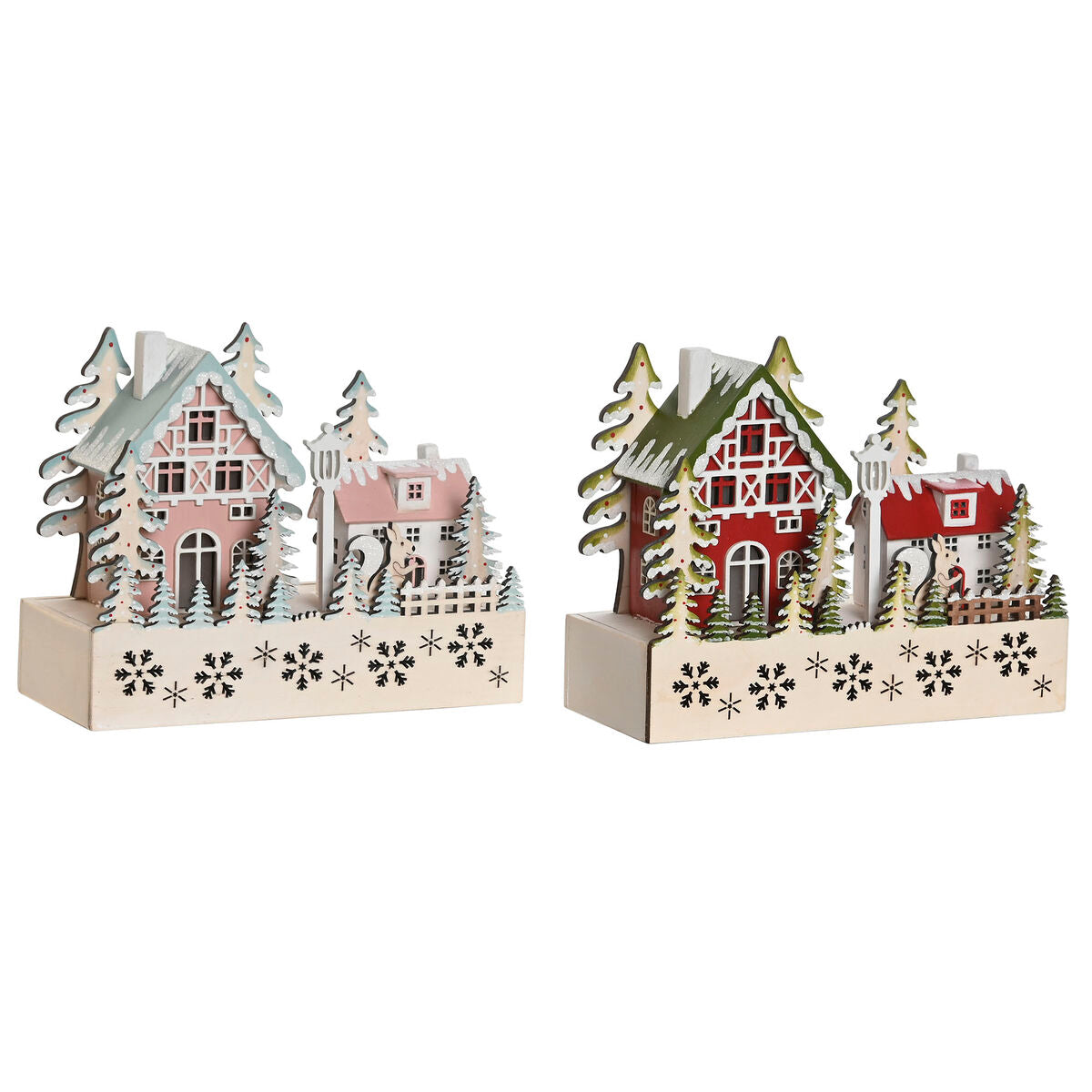 Adorno Natalício DKD Home Decor Vermelho Cor de Rosa 21 x 9,5 x 19 cm (2 Unidades)