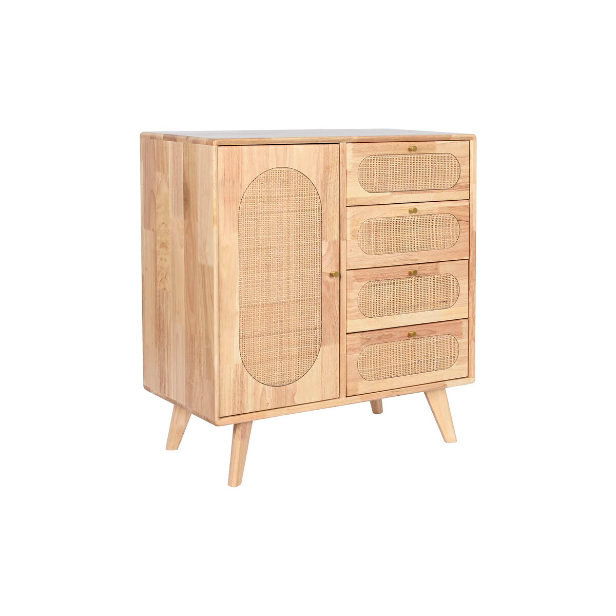 Aparador DKD Home Decor Natural Metal Rotim Madeira da borracha 73,5 x 35 x 78 cm