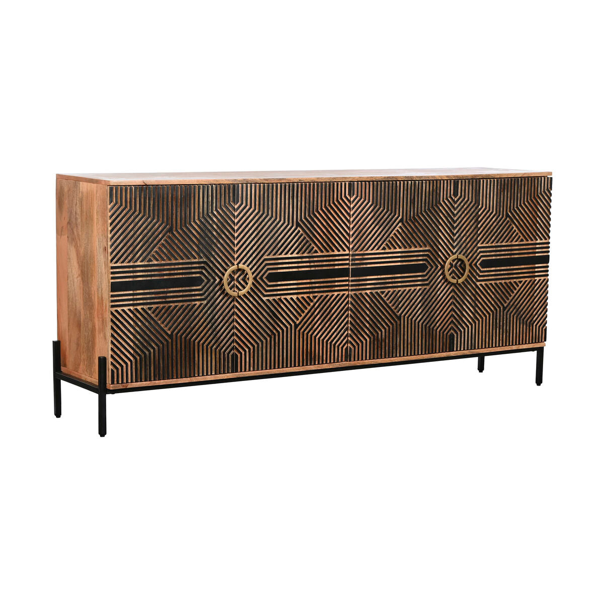Aparador Home ESPRIT Preto Dourado Natural Madeira 180 x 40 x 80 cm