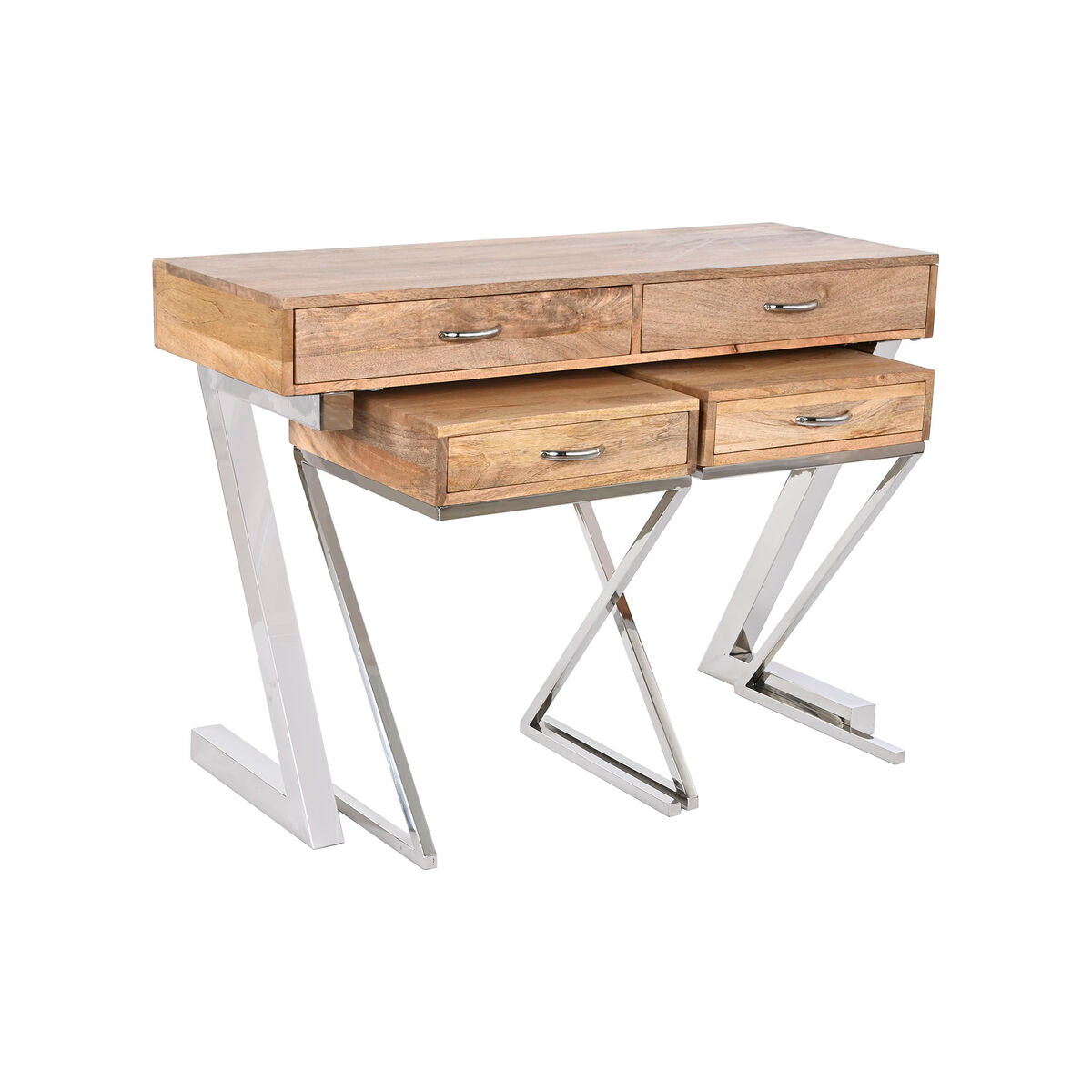 Aparador com Gavetas Home ESPRIT Castanho Prateado Marrom claro 110 x 40 x 76 cm 110 x 41,5 x 76 cm (3 Peças)