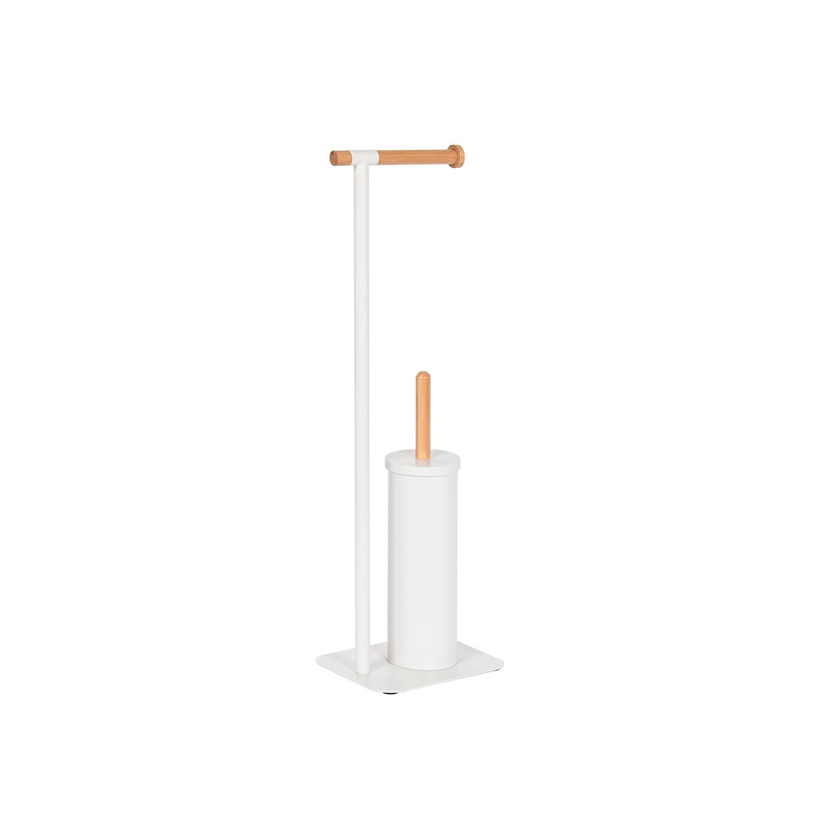 Porta-Rolos de Papel Higiénico Home ESPRIT Branco Natural Metal Bambu 22 x 16 x 68 cm