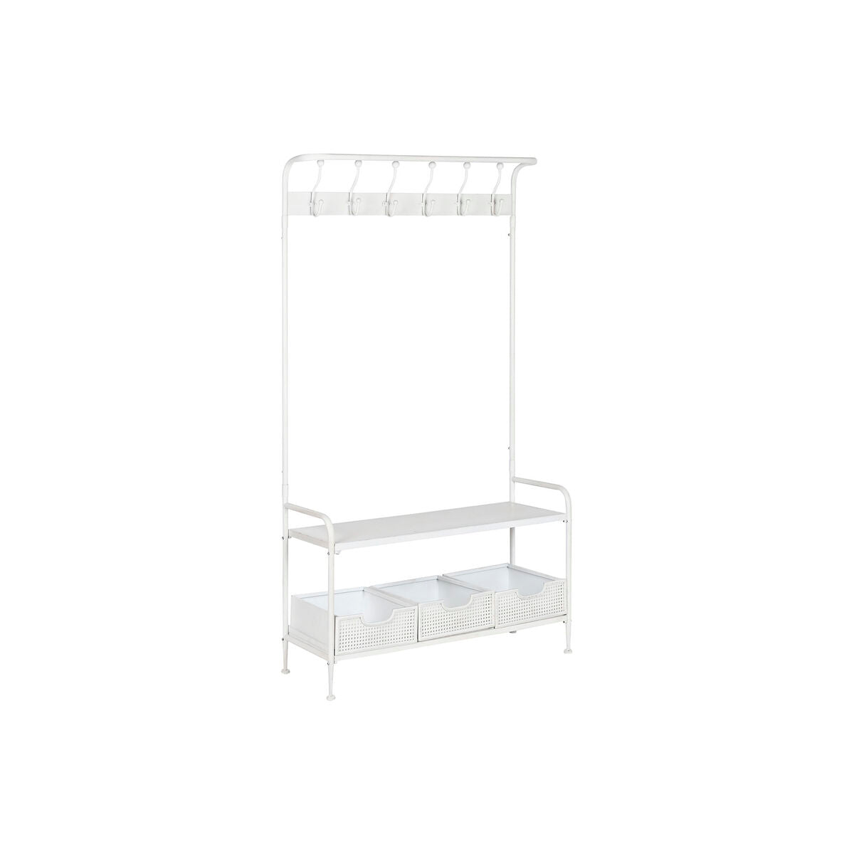 Bengaleiro com Prateleira Home ESPRIT Branco Metal Loft 110 x 36 x 186 cm