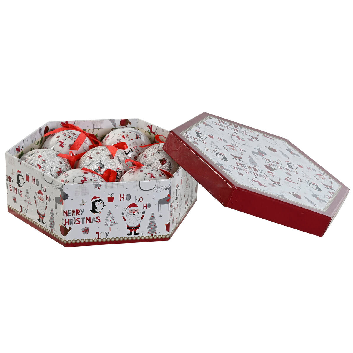 Bolas de Natal Home ESPRIT Branco Vermelho PVC (7 Unidades)