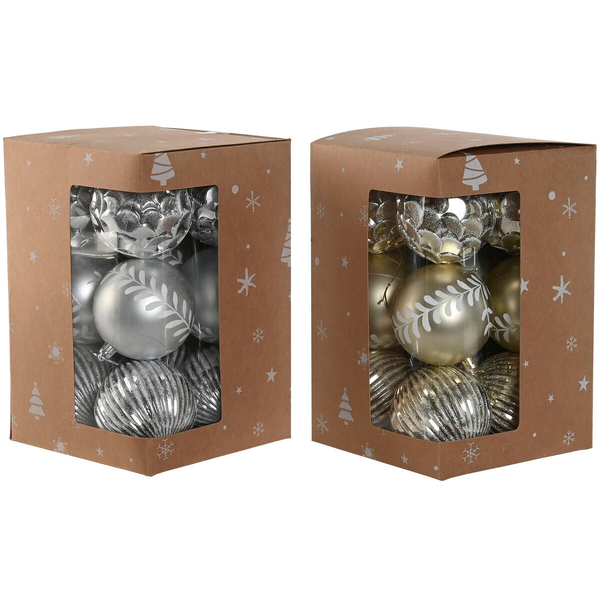 Bolas de Natal Home ESPRIT Dourado Prateado PVC 16 x 16 x 24 cm (2 Unidades)
