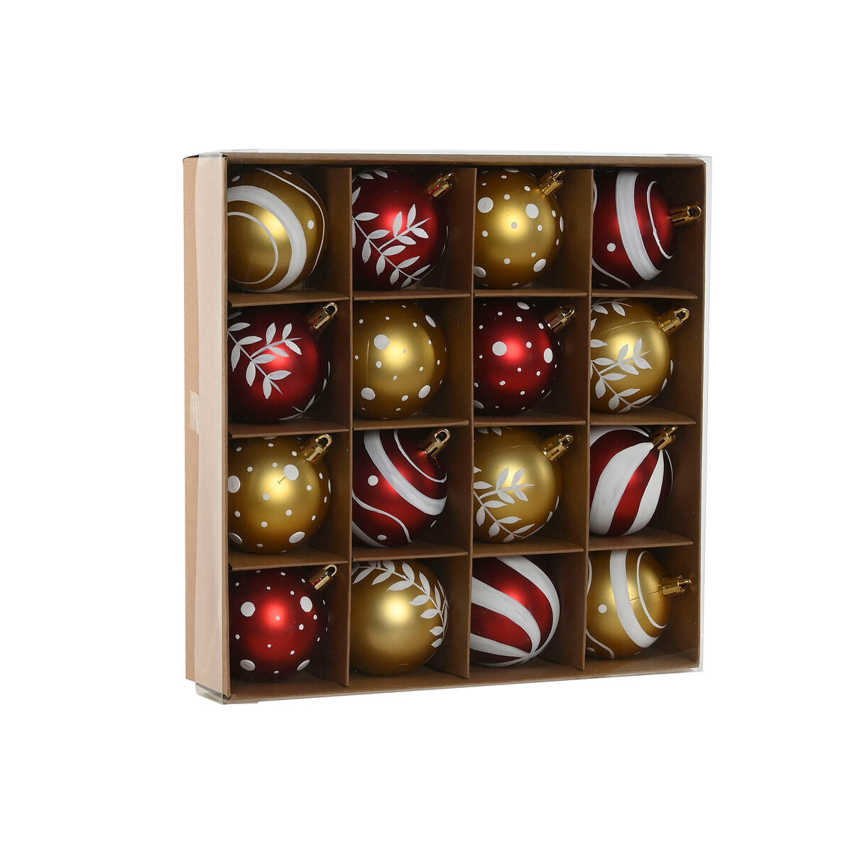 Bolas de Natal Home ESPRIT Vermelho Dourado PVC 25 x 6 x 25 cm (16 Peças)