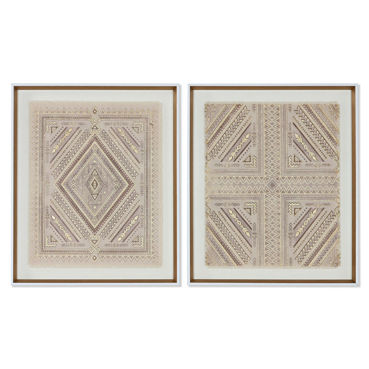 Tela Home ESPRIT Branco Natural Boho 50 x 3,8 x 60 cm (2 Unidades)