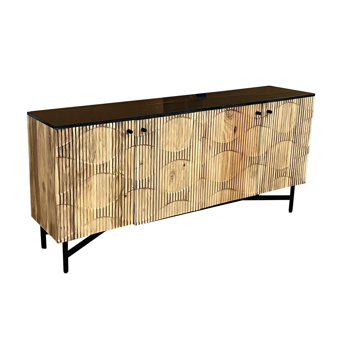Aparador Home ESPRIT Preto Natural Mármore Acácia 175 x 40 x 76 cm