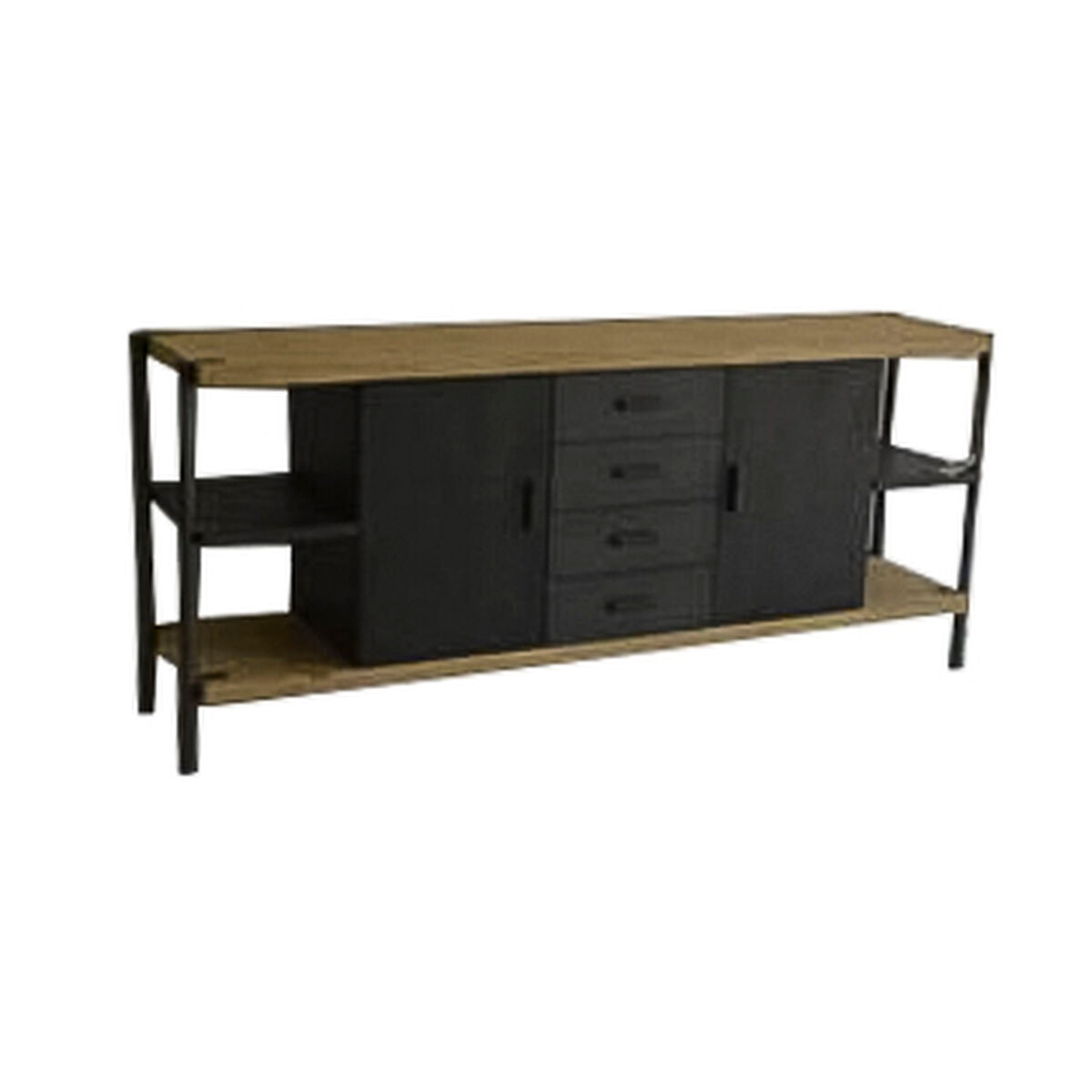 Aparador Home ESPRIT Preto Natural Metal Abeto 180 x 45 x 80 cm 186 x 45 x 80 cm