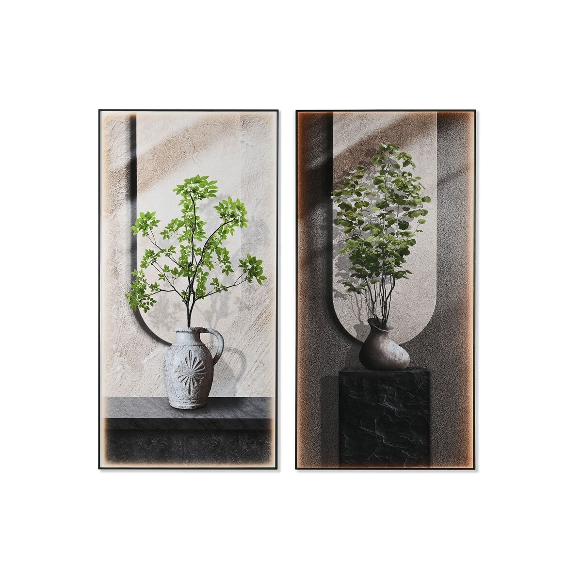 Tela Home ESPRIT Verde Bege Oriental Vaso 80 x 3 x 160 cm (2 Unidades)