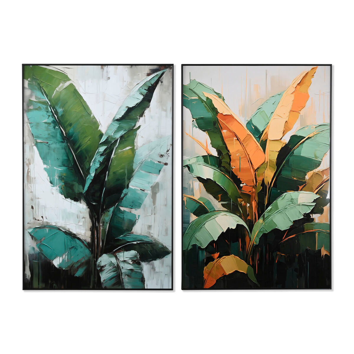 Tela Home ESPRIT Verde Palmeiras Tropical 80 x 3,5 x 120 cm (2 Unidades)