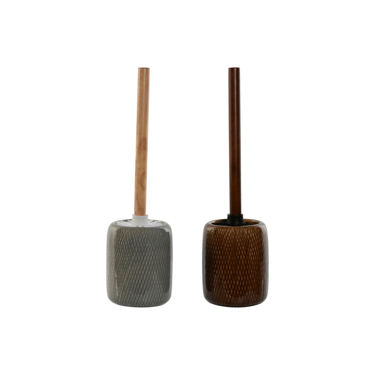 Piaçaba Home ESPRIT Castanho Cinzento Polietileno Grés 11 x 11 x 40 cm (2 Unidades)