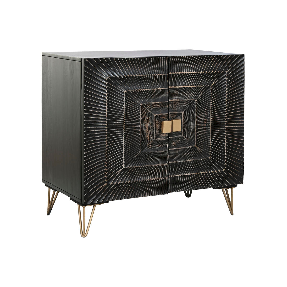 Aparador Home ESPRIT Preto Dourado Metal Madeira de mangueira 81 x 45 x 75 cm