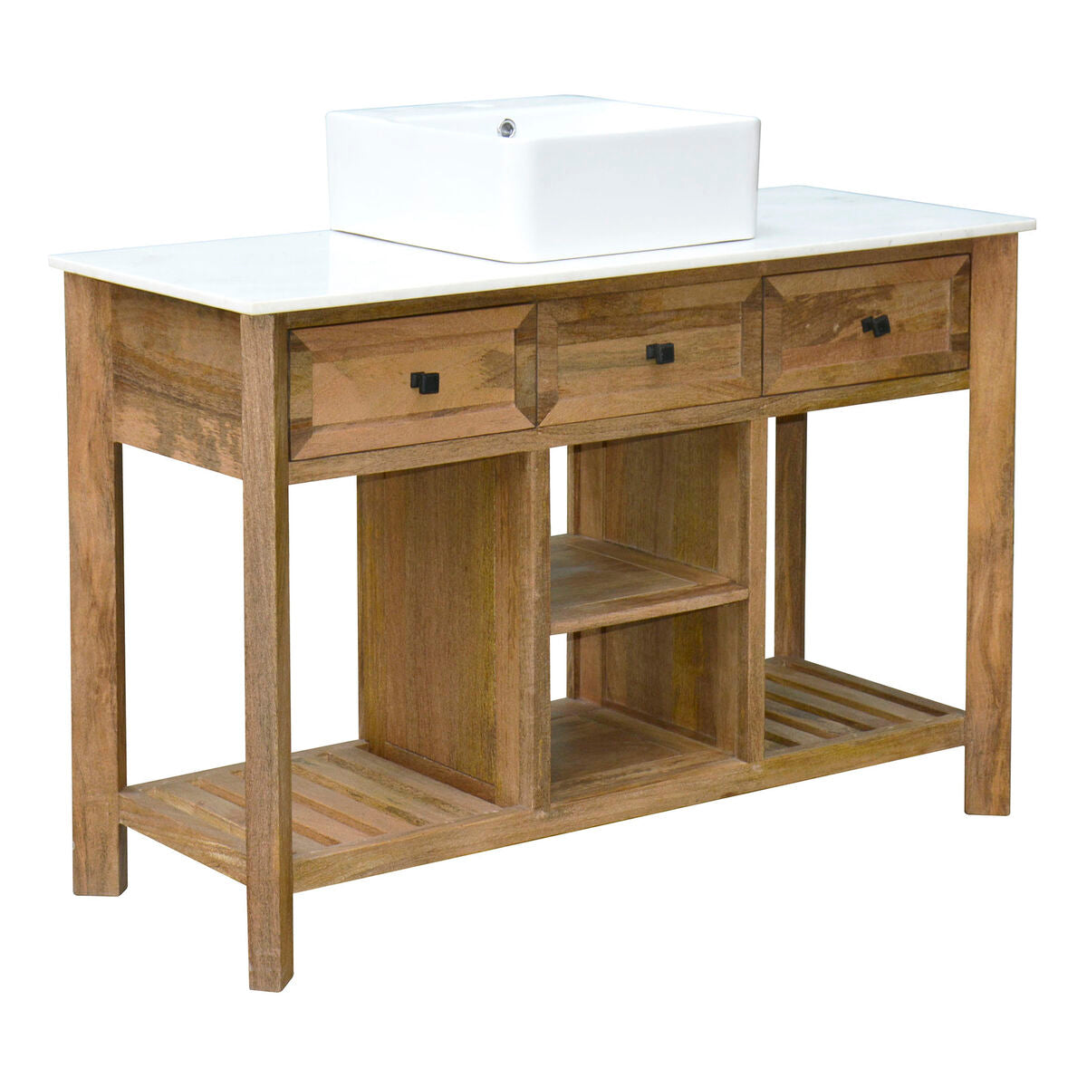 Armário Debaixo do Lavatório Home ESPRIT Branco Natural Cerâmica Madeira de mangueira 120 x 50 x 82 cm