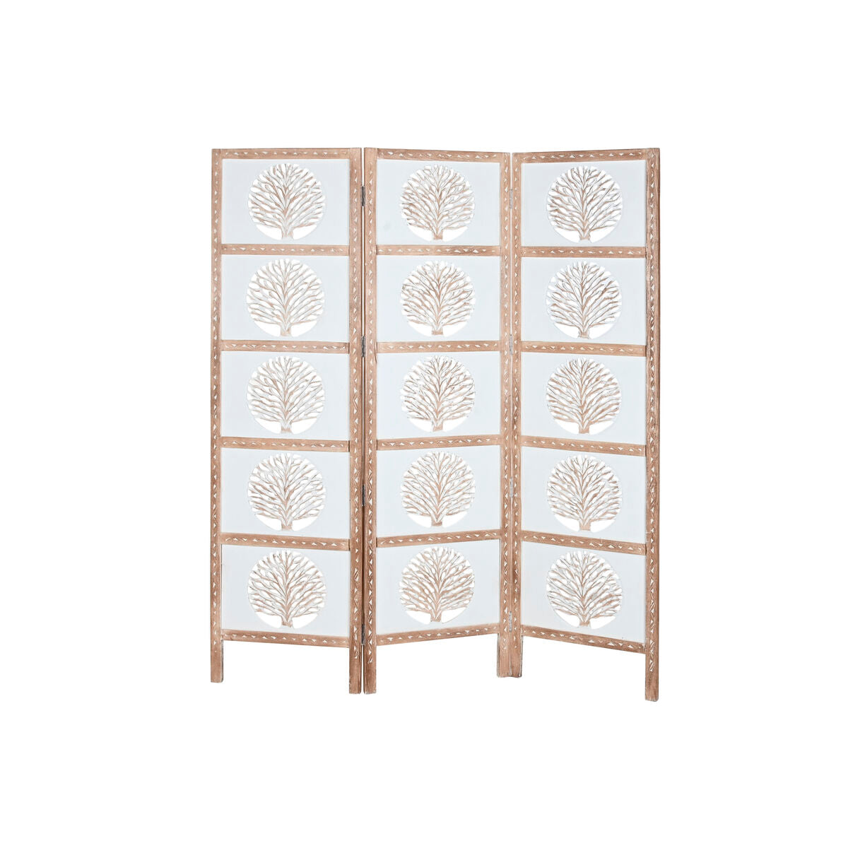 Biombo Home ESPRIT Branco Natural Madeira de mangueira Madeira MDF 153 X 2,3 X 182 CM