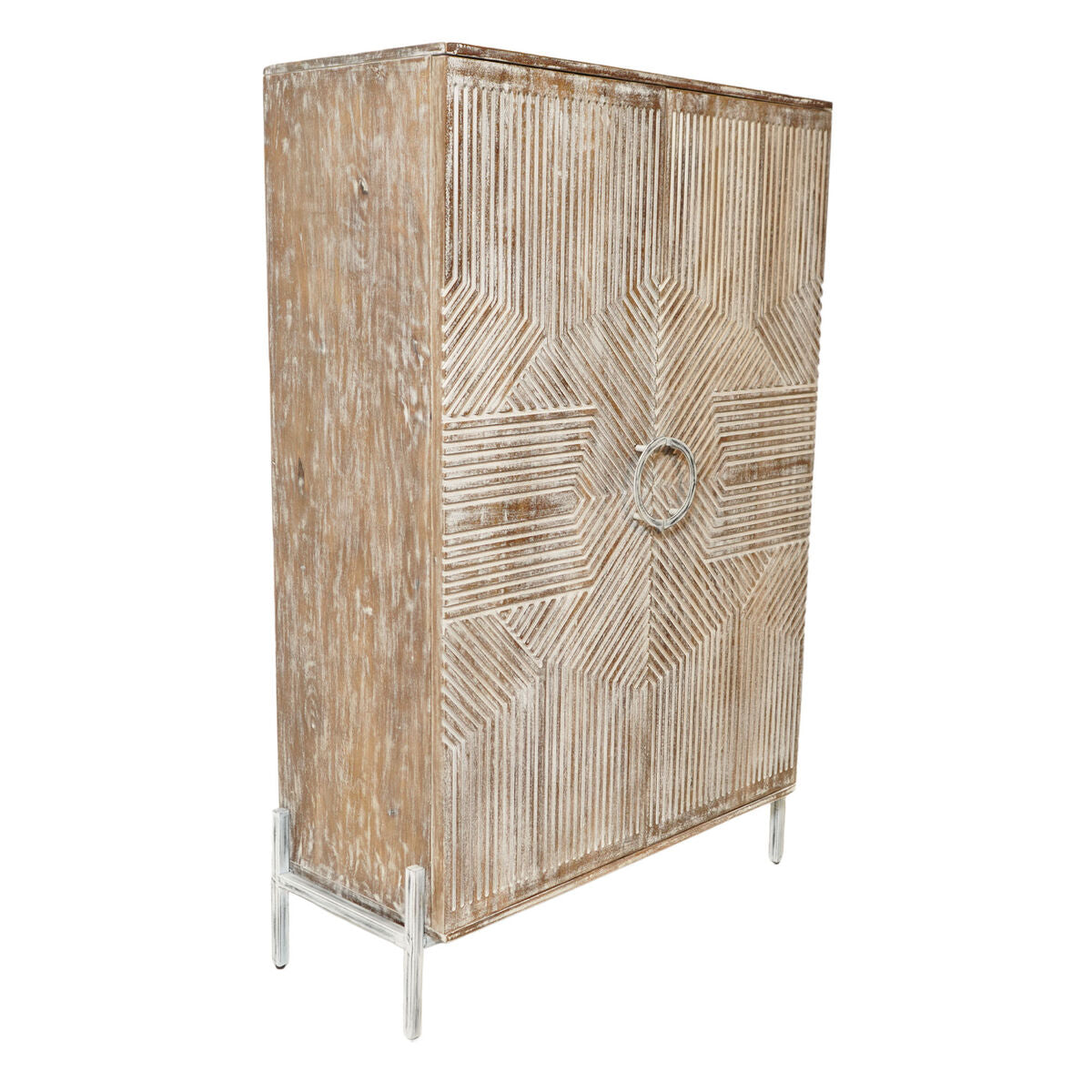 Armário Home ESPRIT Branco Madeira de mangueira 85 x 38 x 134 cm