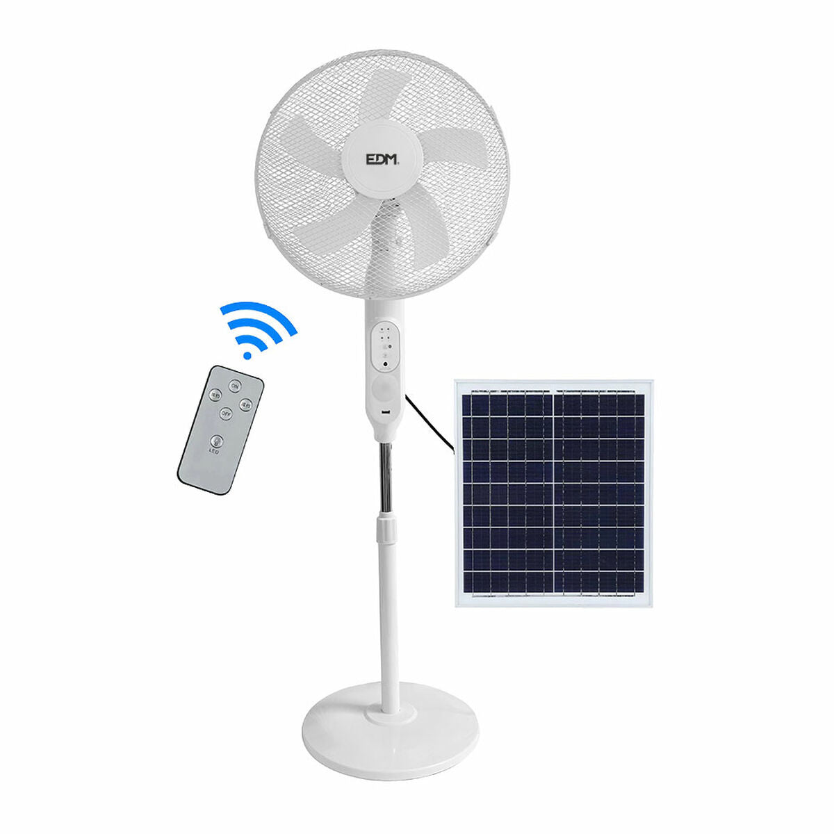 Ventilador de Pé EDM 33523 Branco 25 W Solar