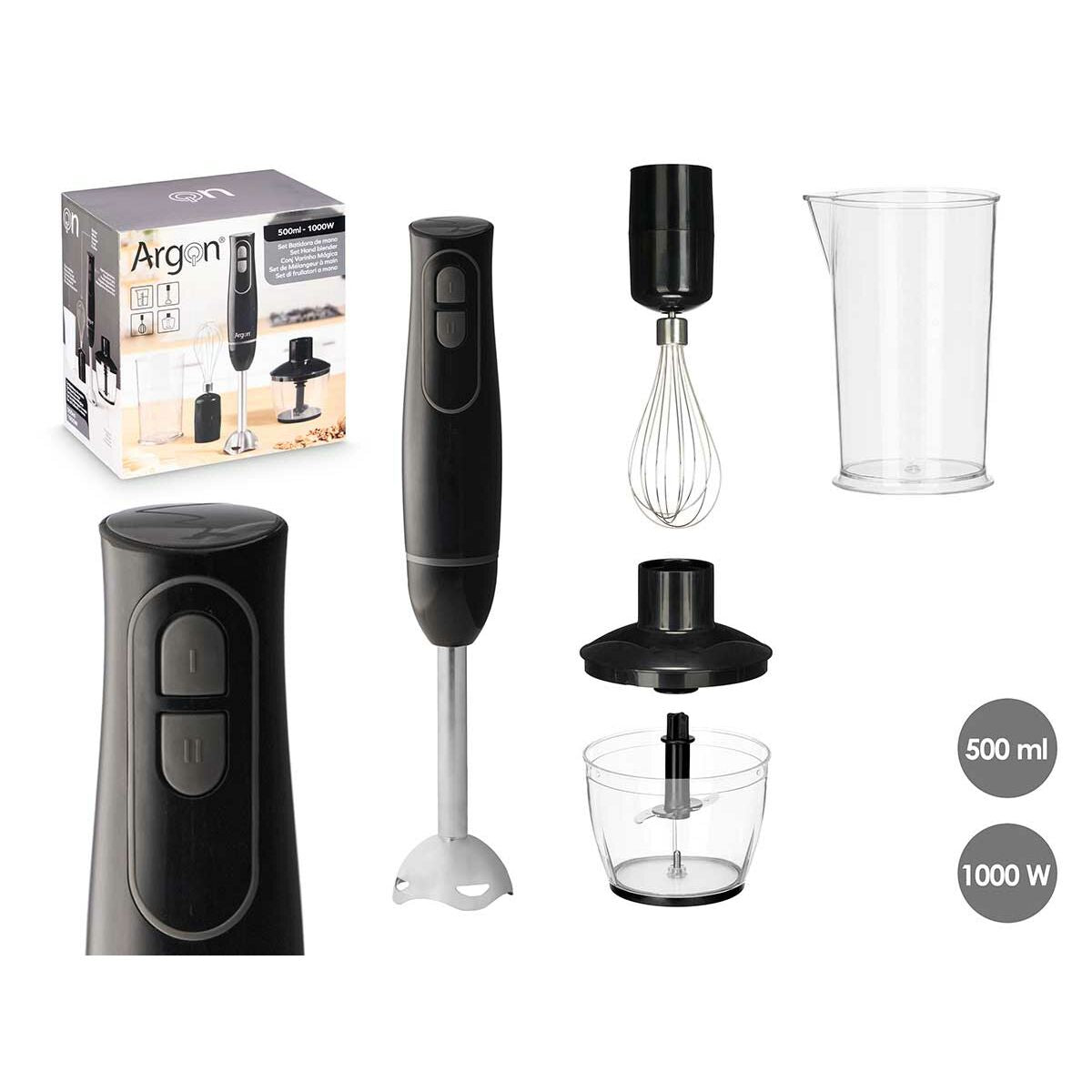 Batedora de Mão Argon JE-908BL Preto Cinzento 1000 W