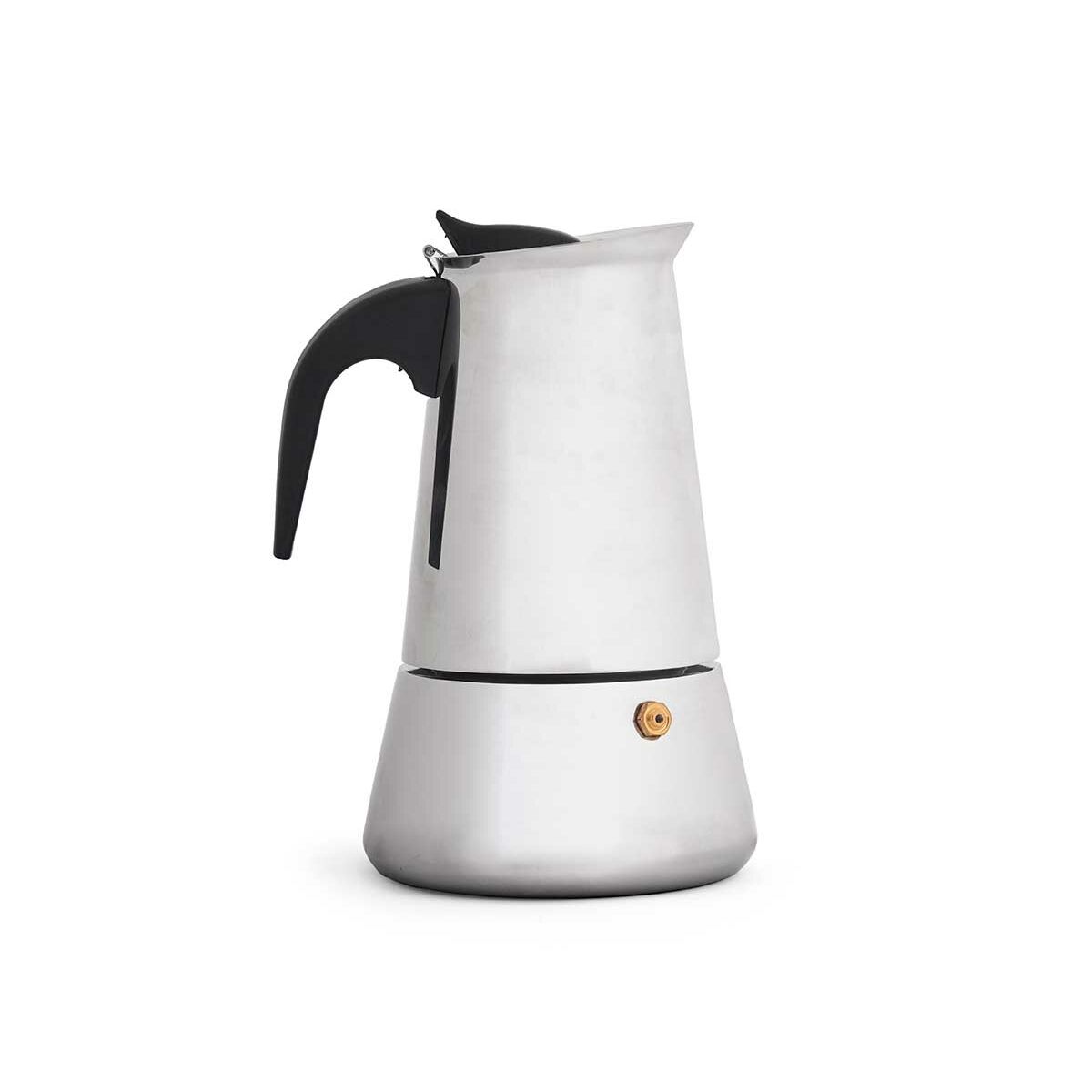 Cafeteira Italiana Kinvara S12AA-4T Preto Prateado Aço 4 Kopjes