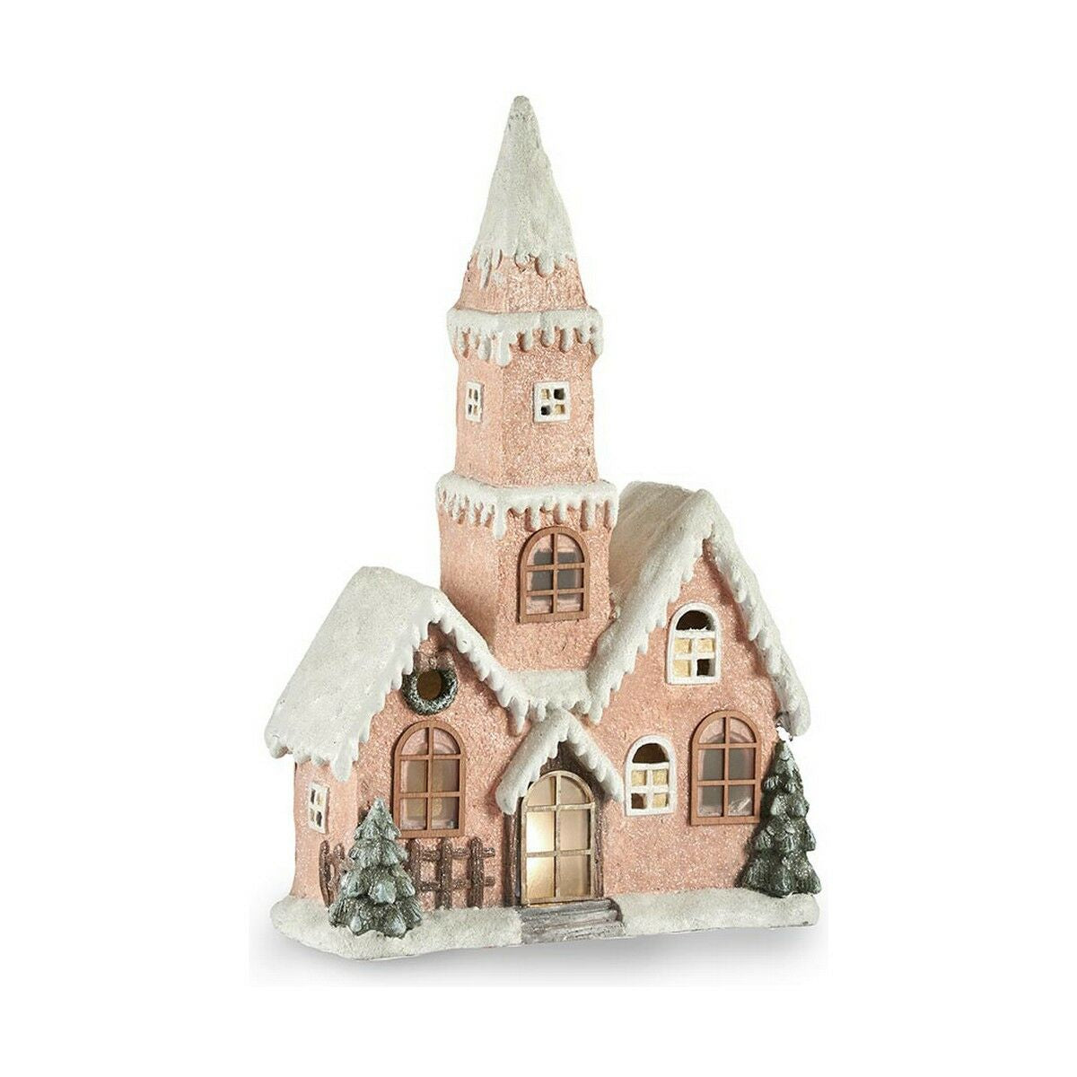 Adorno Natalício Krist+ CC2187084 Branco Castanho Verde Cor de Rosa Casa Natal 21 x 77 x 48 cm Leve LED