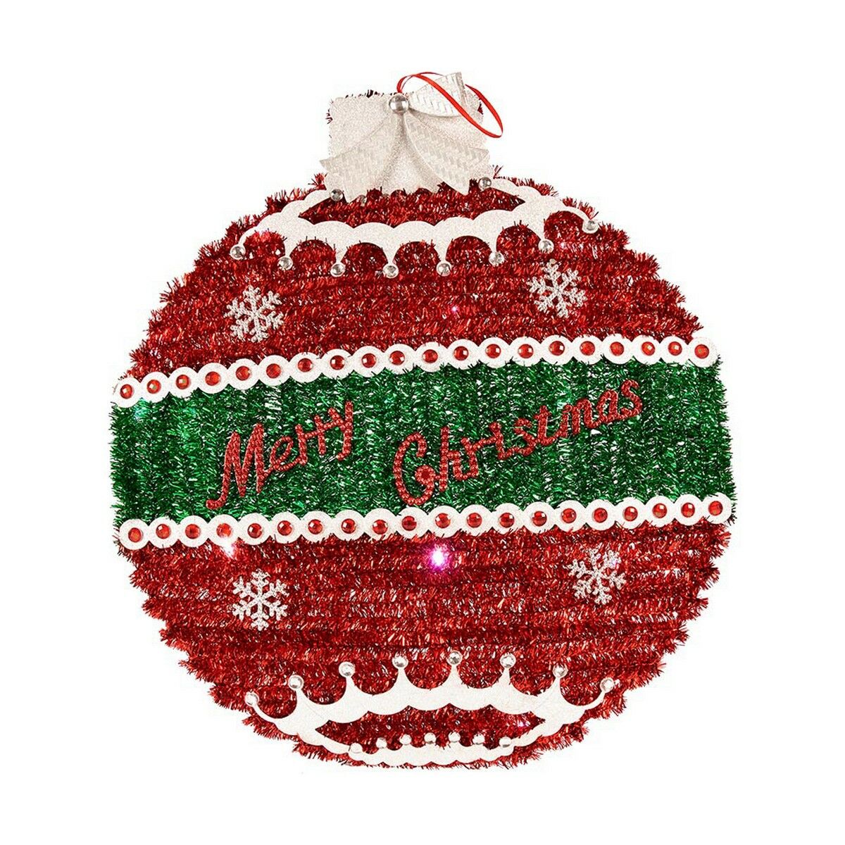 Bola de Natal Krist+ 19CH138-L Branco Vermelho Prateado Polipropileno Plástico Leve LED