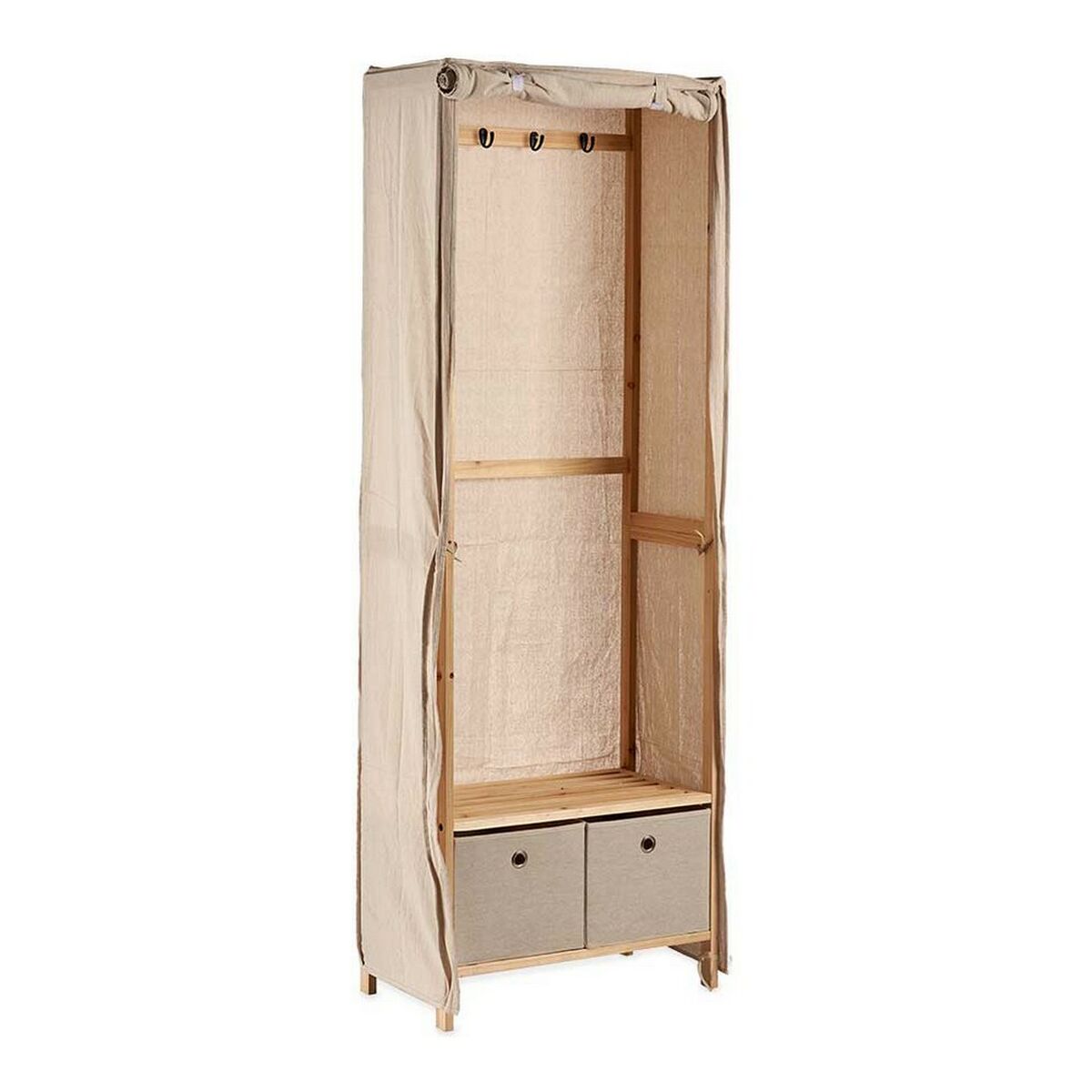 Bengaleiro Kipit MH18002 Bege Madeira 31,5 x 58 x 168 cm