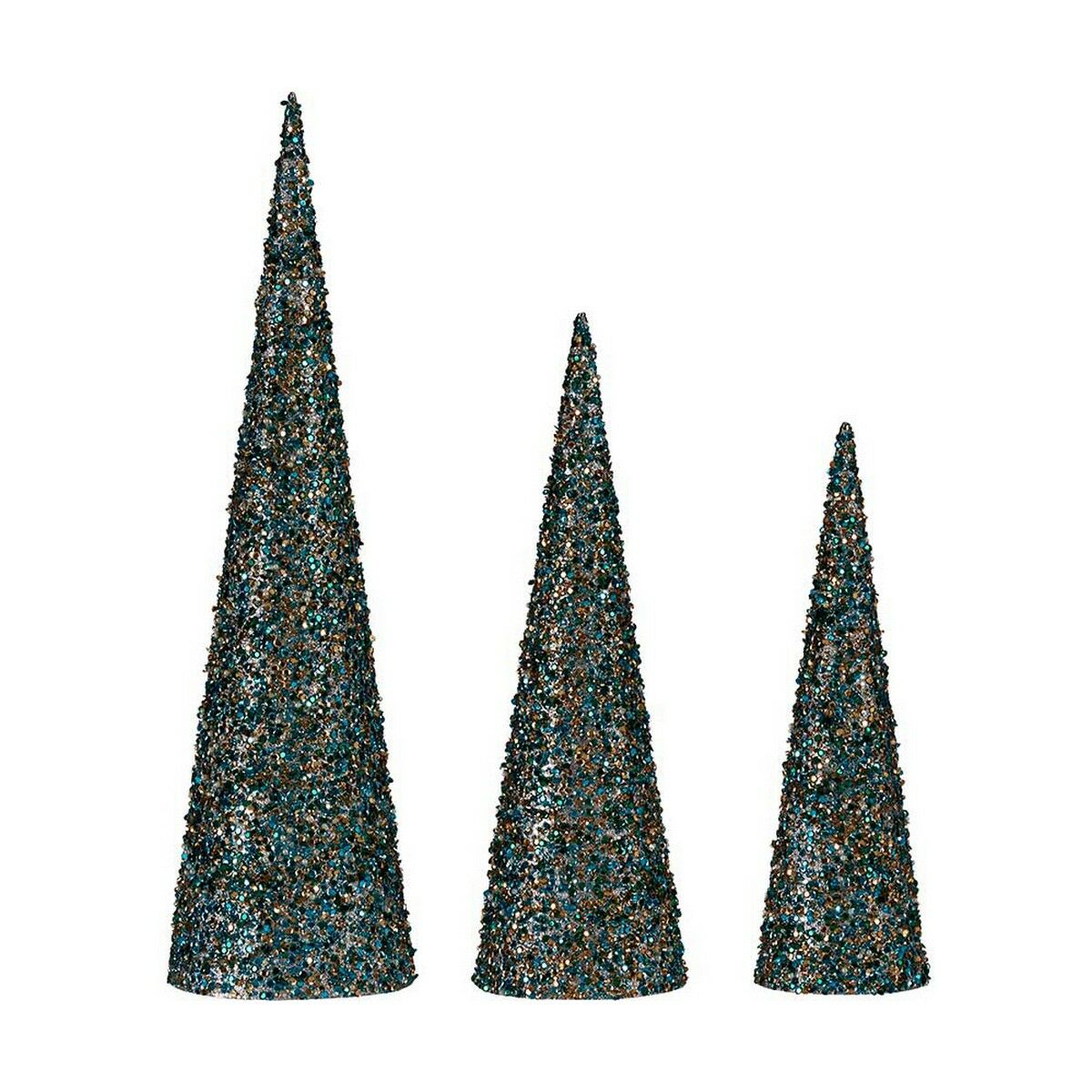 Adorno Natalício Krist+ Azul Dourado Lantejoulas Natal 16,5 x 60 x 16,5 cm Cones
