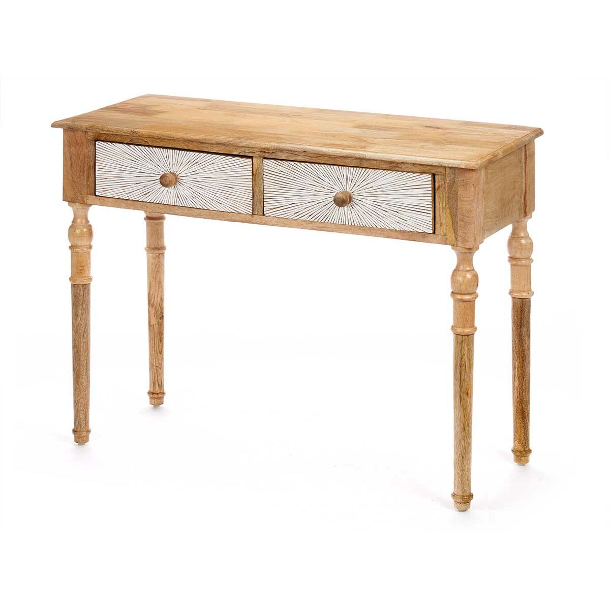 Aparador com 2 Gavetas Gift Decor 35 Branco Castanho 98 x 77 x 42 cm Riscas