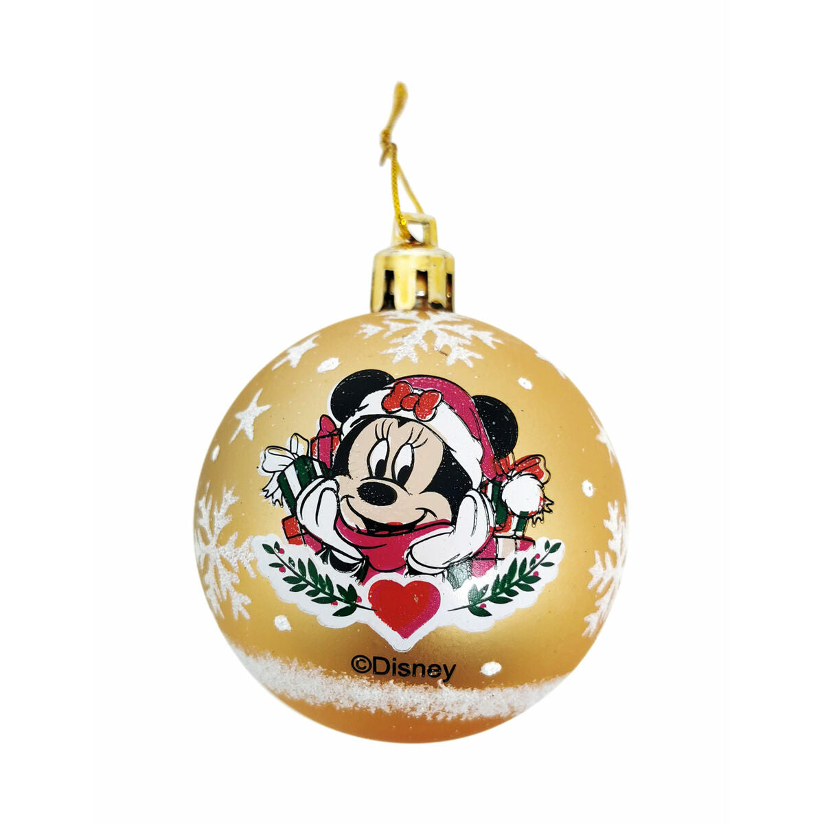 Bola de Natal Minnie Mouse Lucky Dourado 10 Unidades Plástico (Ø 6 cm)