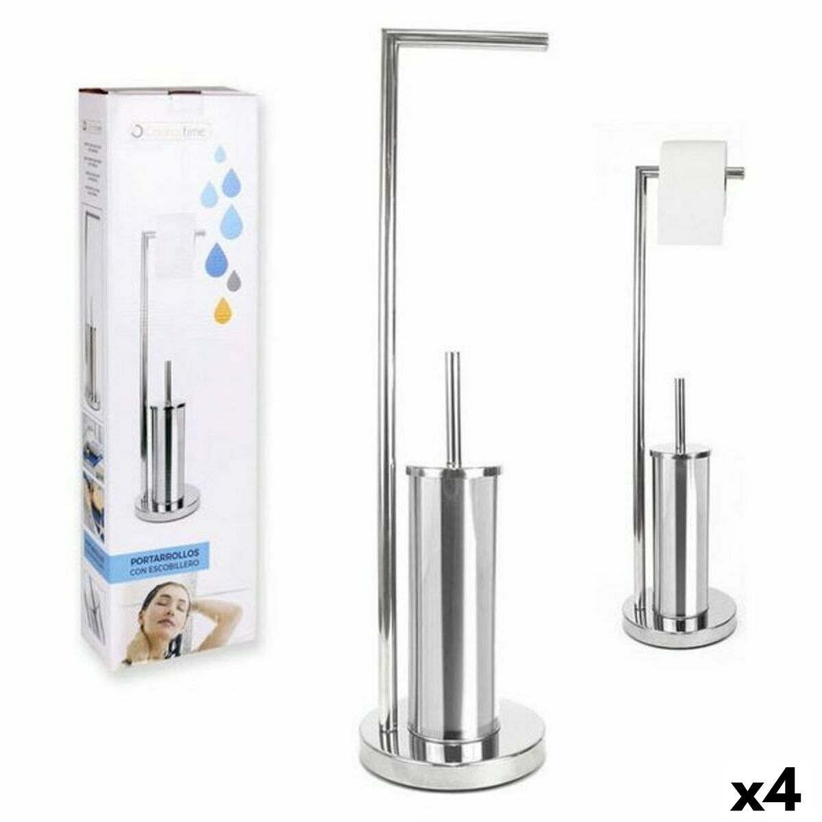 Porta-Rolos de Papel Higiénico com Suporte para o Piaçaba Confortime 18,5 x 74 cm (4 Unidades)