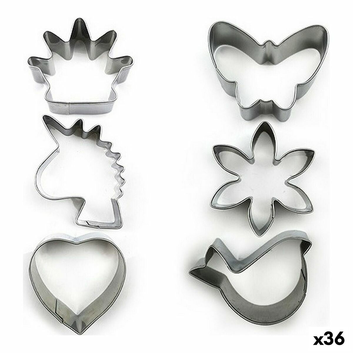 Conjunto de Formas para Pastelaria Formas Aço inoxidável Prateado 3 Peças (36 Unidades) (3 pcs)