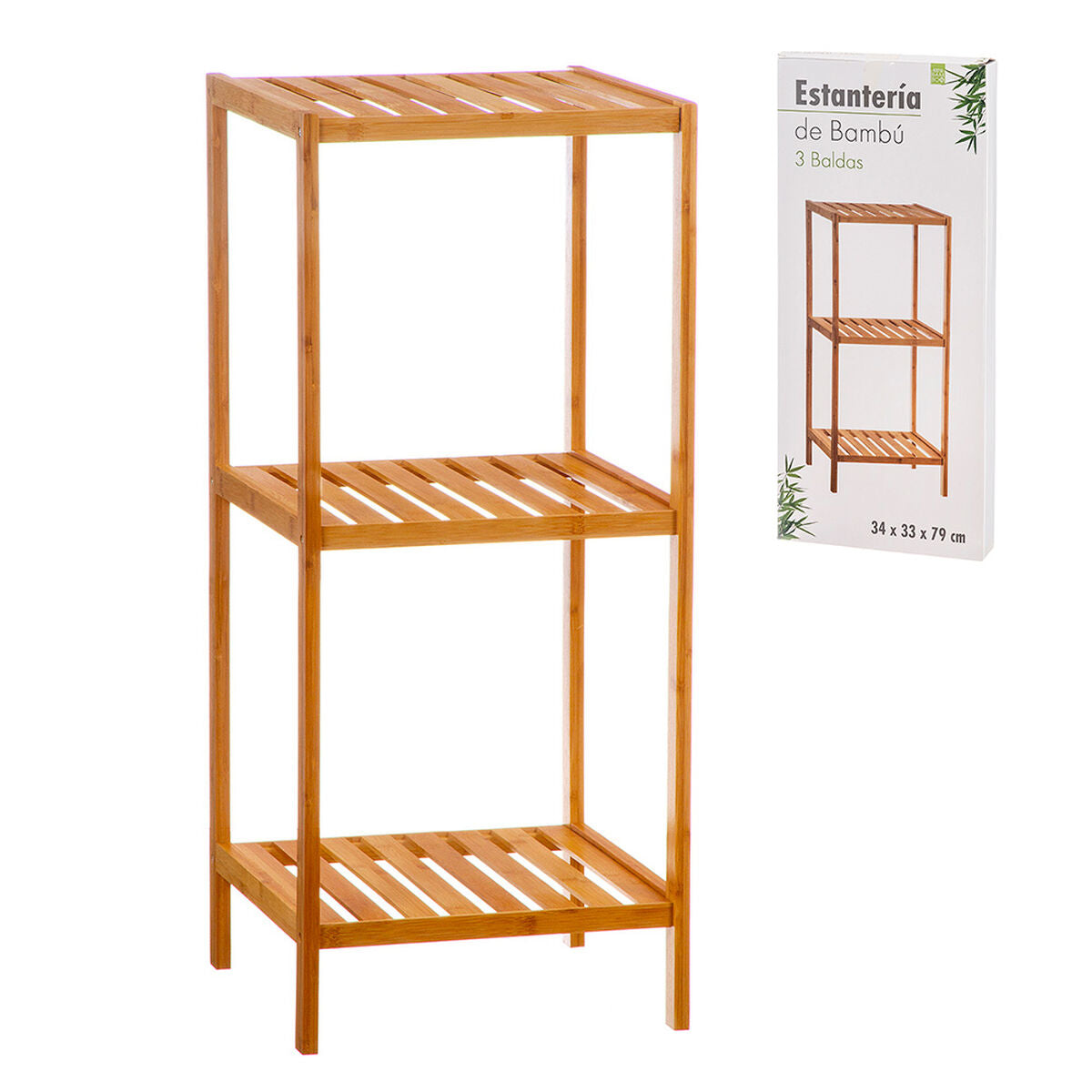 Prateleira de Casa de Banho Caison Bambu 3 Prateleiras 34 x 33 x 79 cm