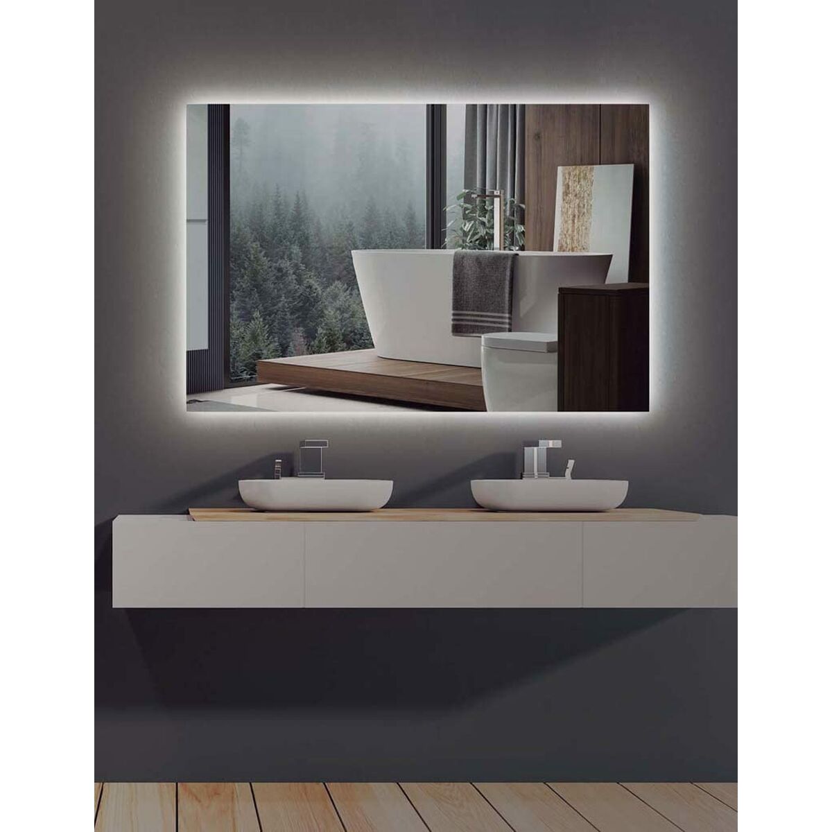 Espelho de banheiro com luz LED Ledimex 8080 SUECIA SUEC006-80 Espelho