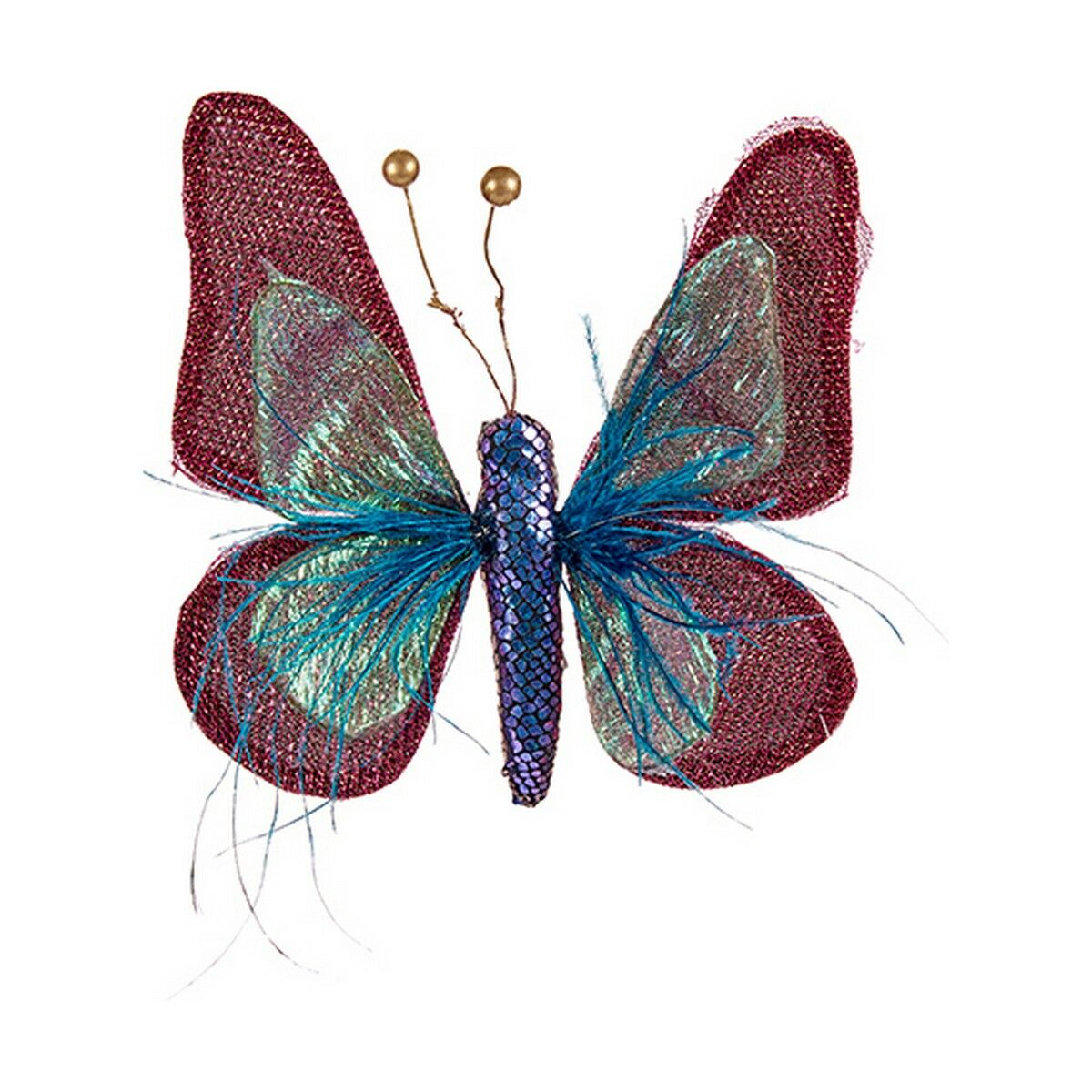 Adorno Natalício Krist+ 64814883 Azul Cor de Rosa Borboleta 14 x 3 x 18 cm