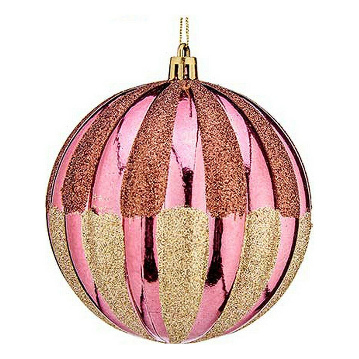 Bolas de Natal Ø 10 cm 6 Unidades Cor de Rosa Dourado Plástico