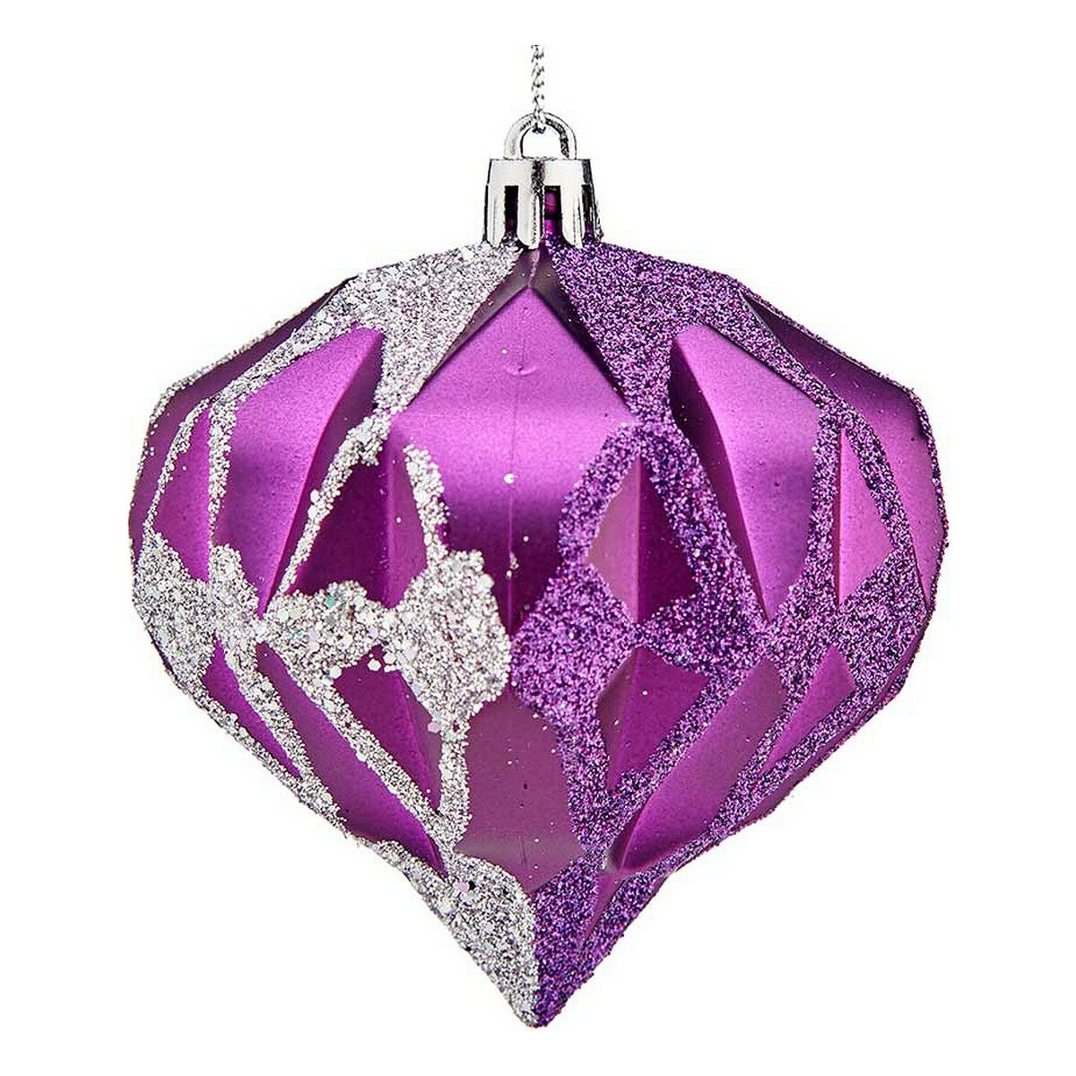 Bolas de Natal Krist+ 00898 Roxo Prateado Plástico Diamante Ø 8 cm 6 Unidades