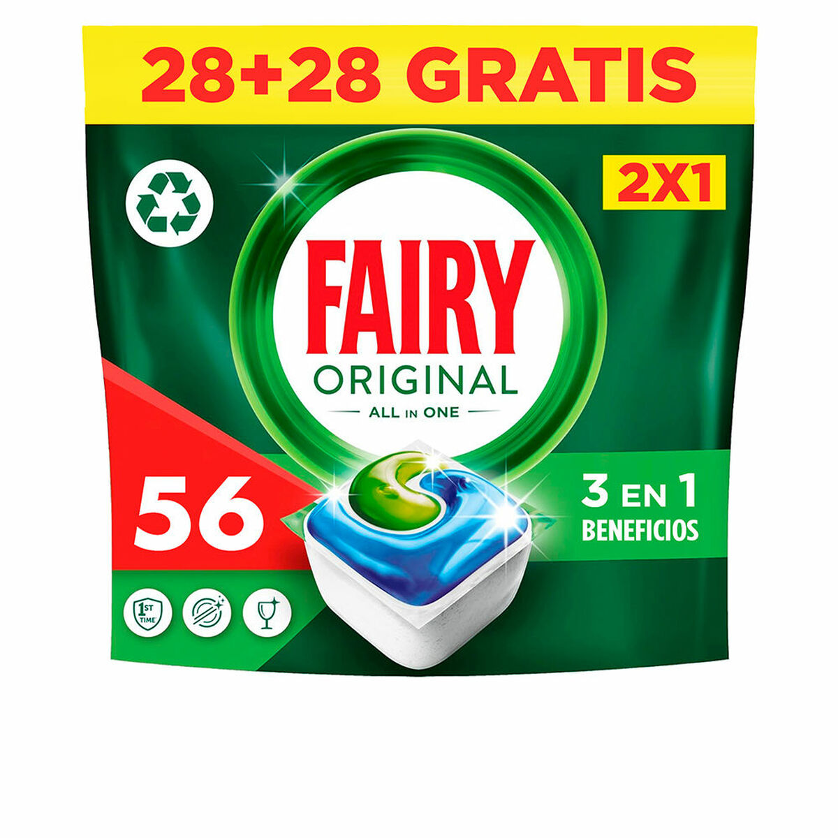 Pastilhas para Máquina de Lavar Louça Fairy TODO EN 1 LIMON 56 Unidades