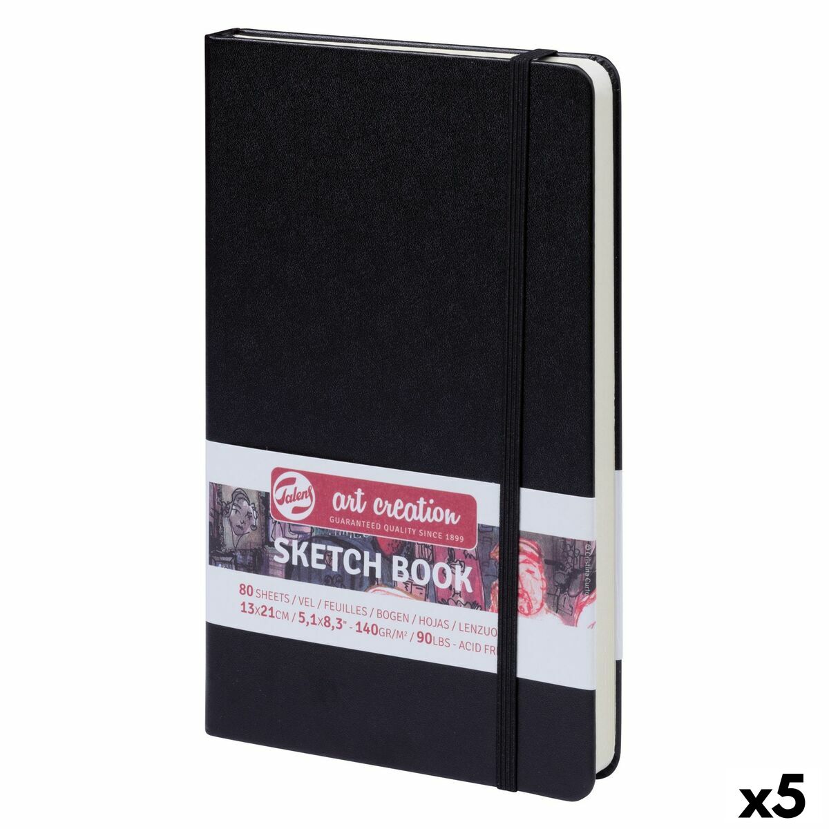 Caderno de esboços Talens Art Creation Sketch Book Preto 80 Folhas 13 x 21 cm (5 Unidades)