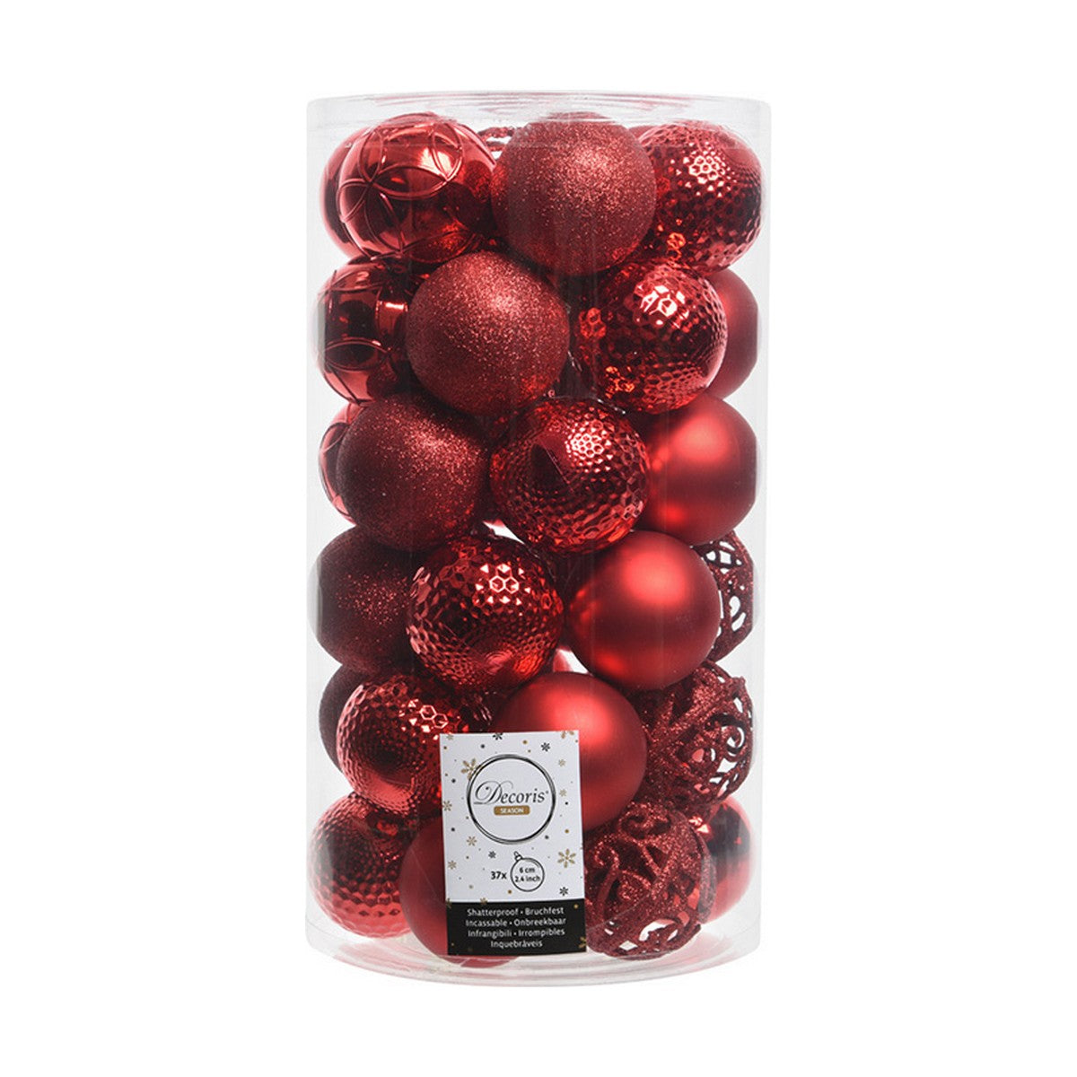 Bolas de Natal Decoris Vermelho 37 Peças