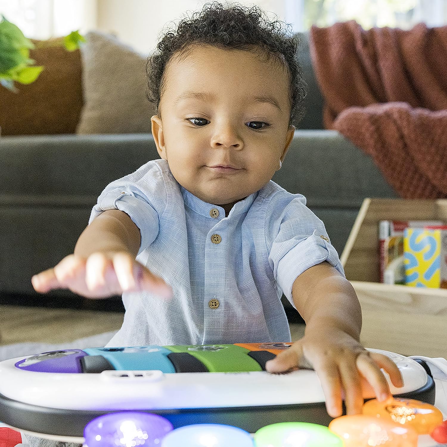 Baby Einstein, Gimansio de Actividades Musical para bebés 4en1 Kickin' Tunes con Piano, 70+ sonidos, 25+ min de música y luces, arco de juego, 7 juguetes extraíbles, 4 idiomas, desde recién nacido