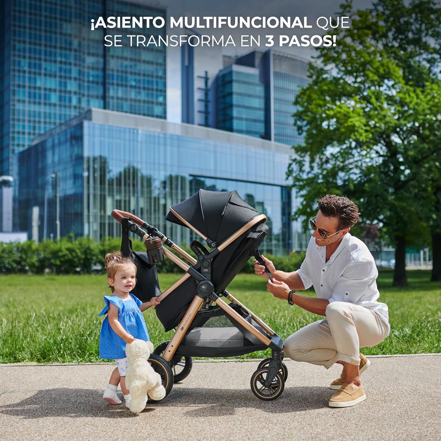 Kinderkraft ESME Cadeira de carro 3 em 1 conjunto, com porta-bebés Mink PRO I-Size, sistema de viagem, carrinho para bebé, carrinho, dobrável, para recém-nascido até 4 anos, preto