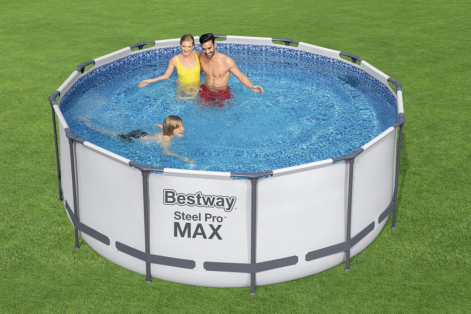 Bestway Steel Pro MAX Frame - Piscina Completa con Bomba de Filtro (diámetro 366 x 122 cm), Color Gris Claro